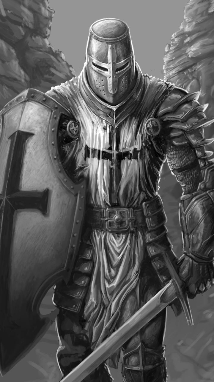 Download mobile wallpaper Fantasy, Shield, Warrior, Knight, Sword for free.