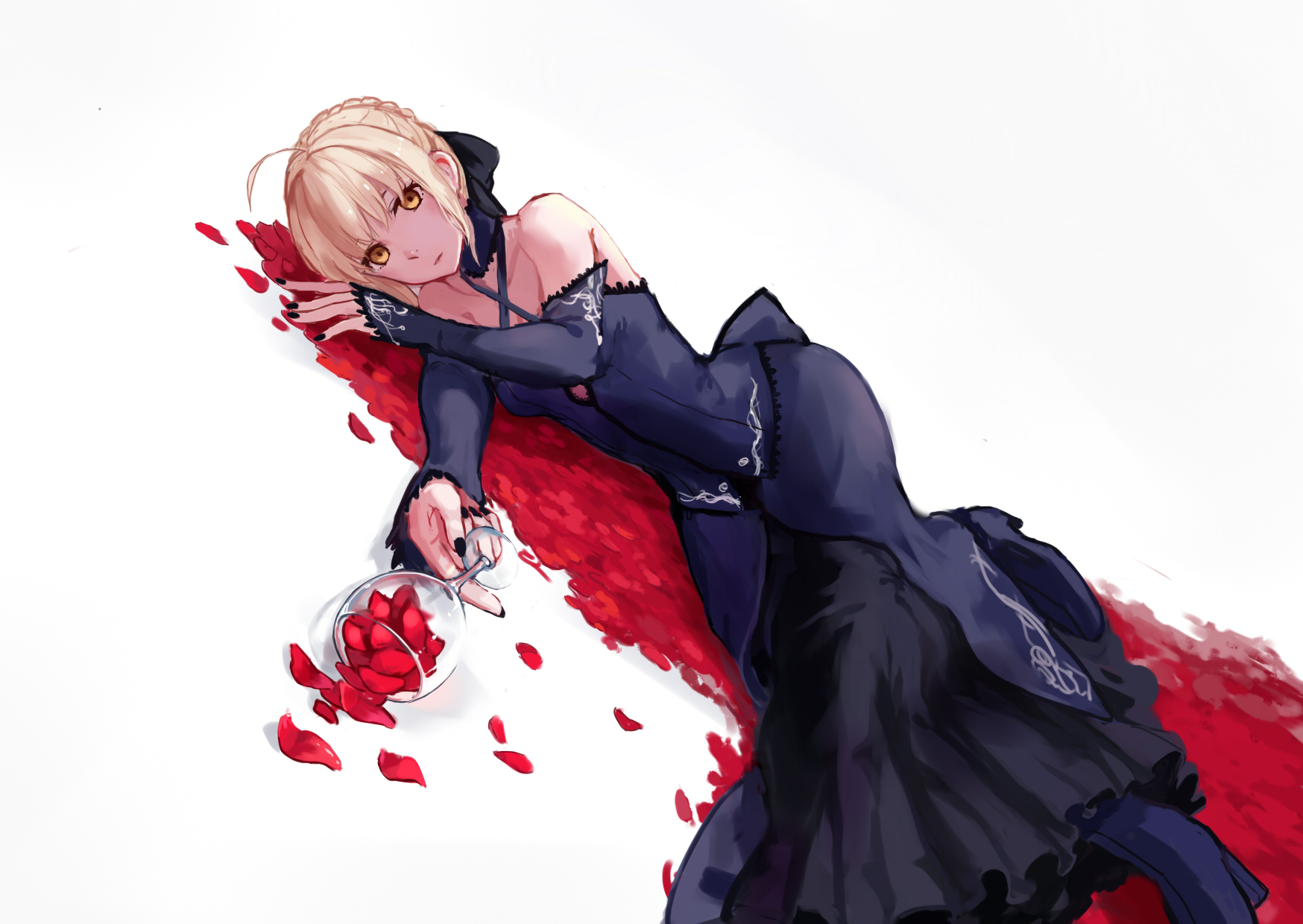 Download mobile wallpaper Anime, Blonde, Yellow Eyes, Short Hair, Saber (Fate Series), Fate/stay Night, Black Dress, Saber Alter, Fate Series for free.