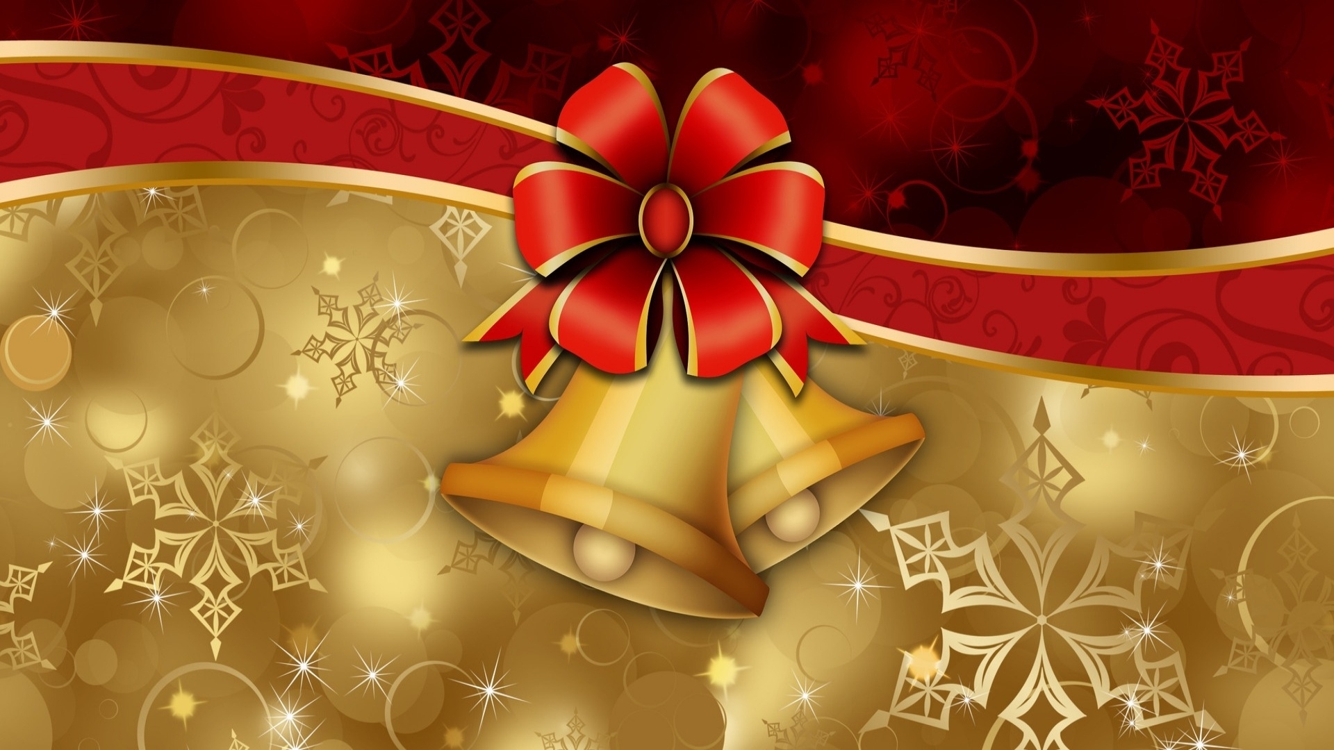 Laden Sie das Feiertage, Schnee, Weihnachten, Golden, Glocke-Bild kostenlos auf Ihren PC-Desktop herunter