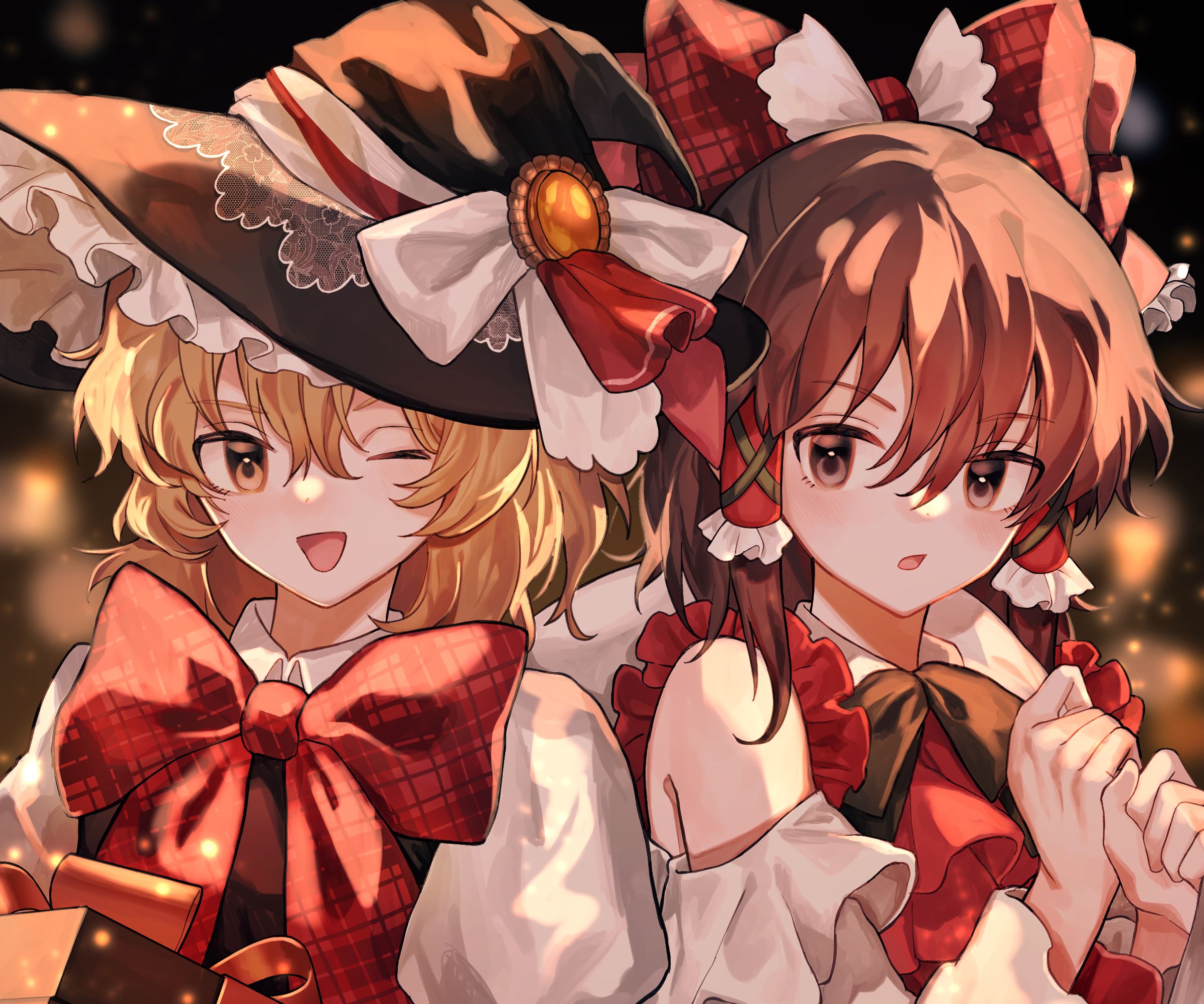 Free download wallpaper Anime, Touhou, Reimu Hakurei, Marisa Kirisame on your PC desktop