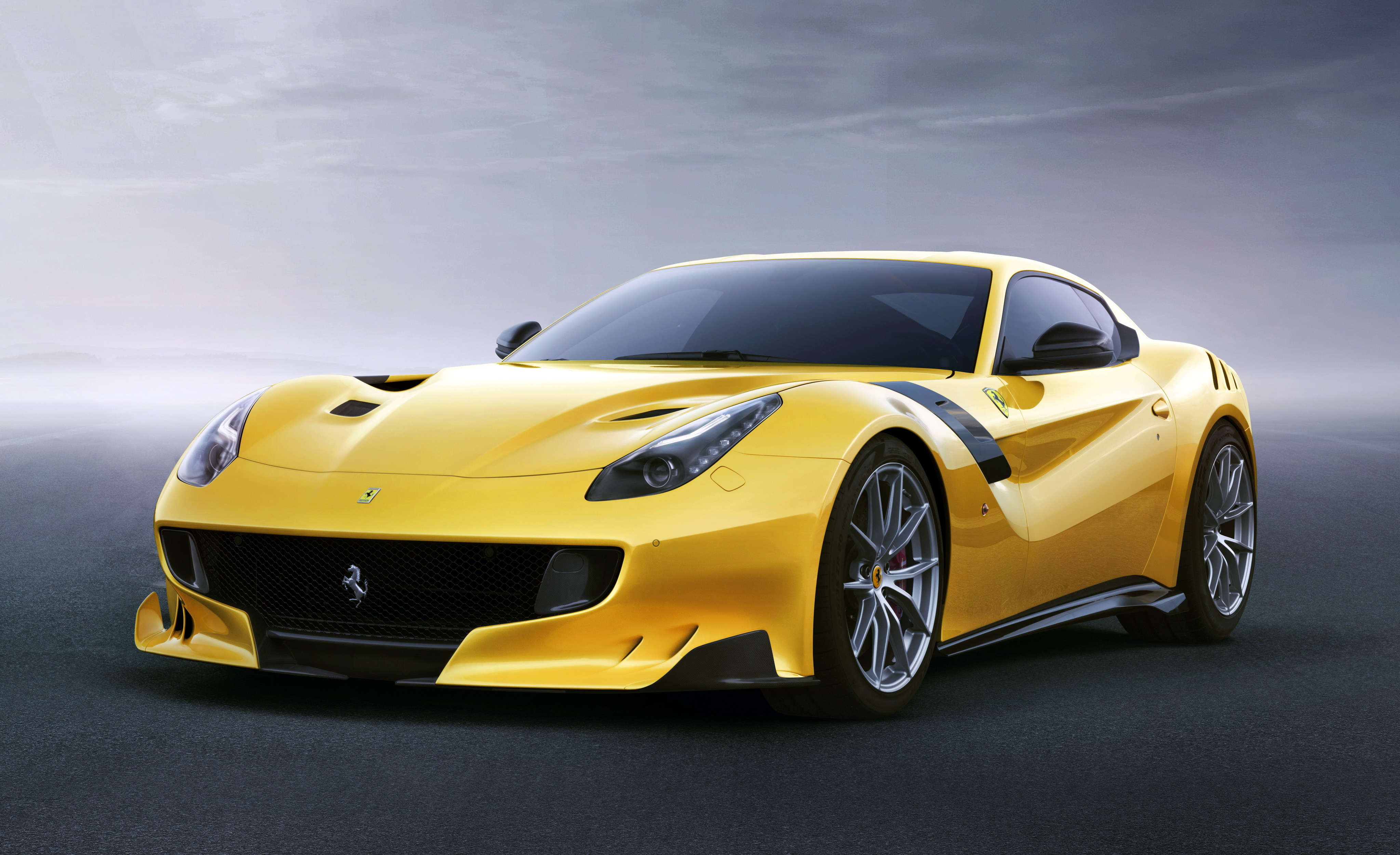 Download mobile wallpaper Ferrari F12Berlinetta, Ferrari, Yellow Car, Vehicles, Car for free.