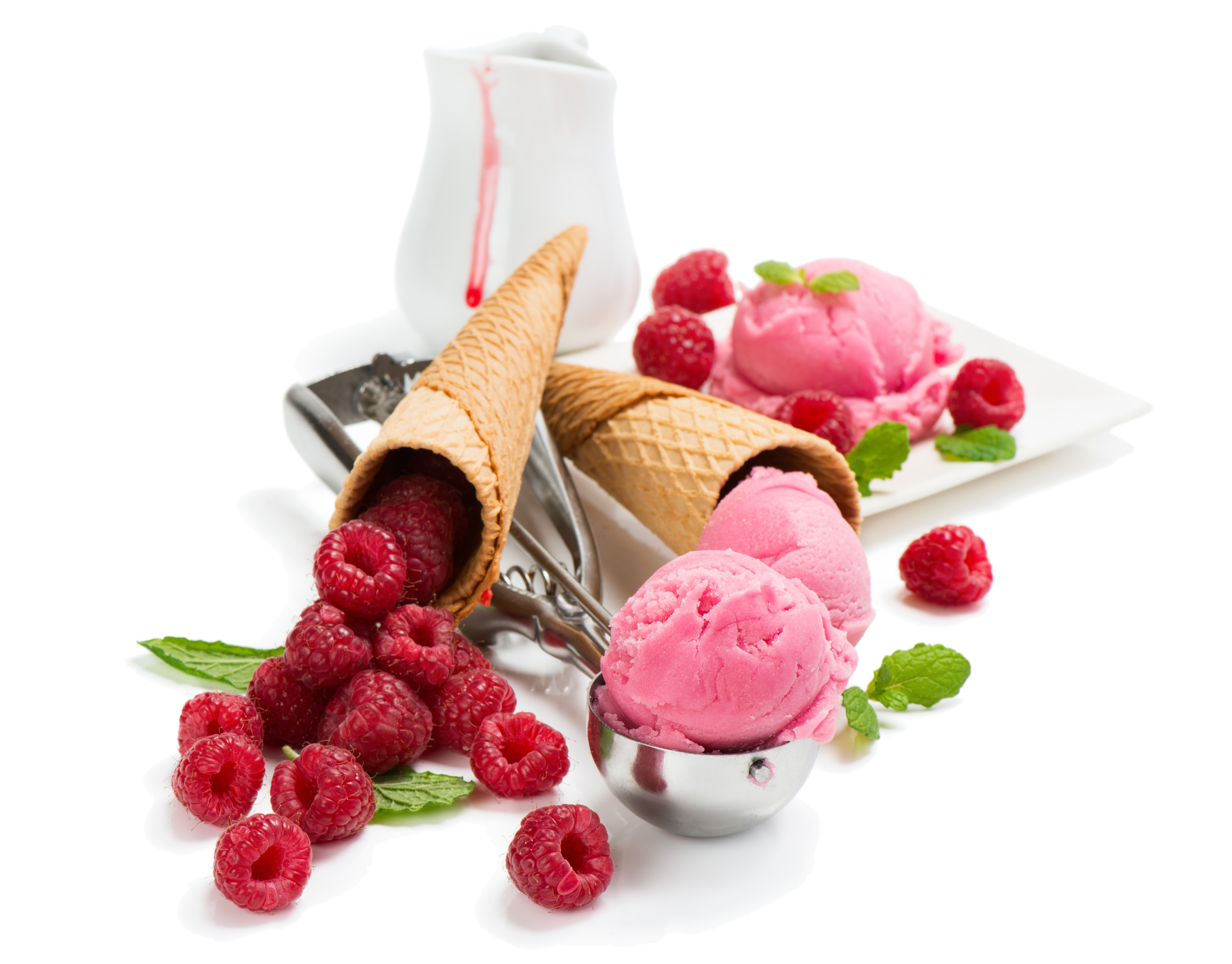 Download mobile wallpaper Food, Raspberry, Ice Cream, Still Life, Berry, Fruit, Waffle Cone for free.