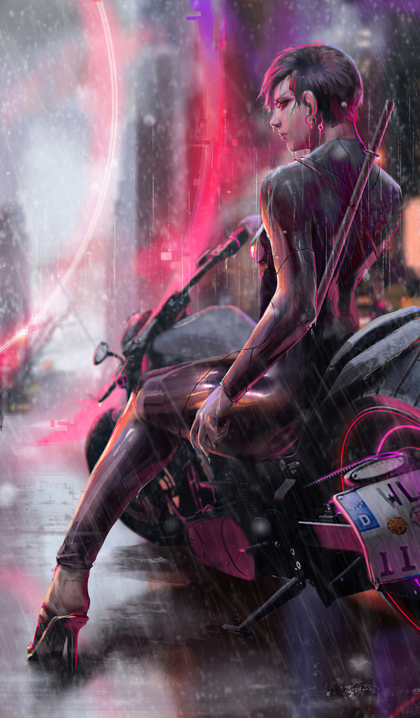 Download mobile wallpaper Cyberpunk, Motorcycle, Sci Fi, Futuristic for free.