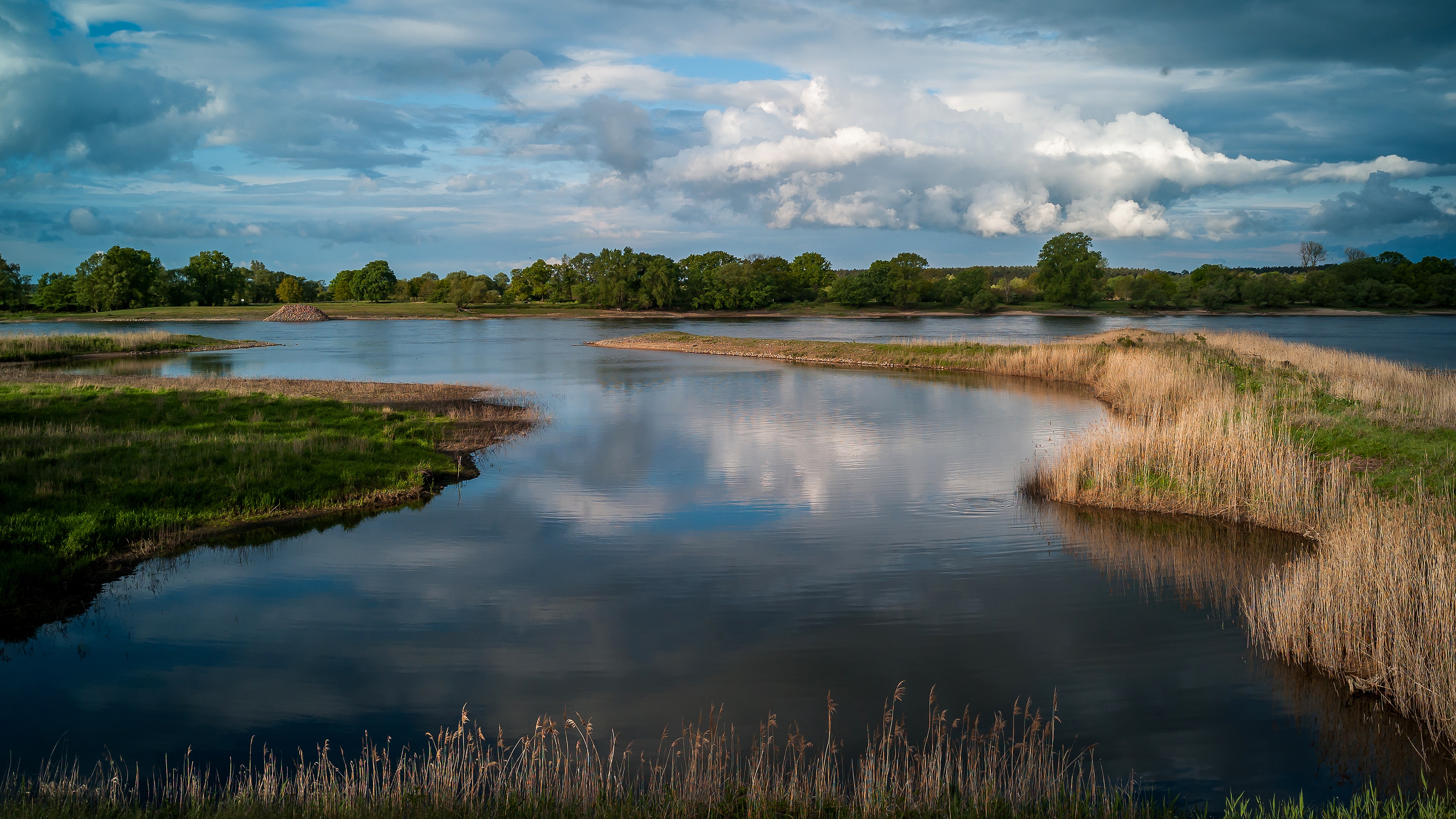 Download mobile wallpaper Summer, Reflection, Earth, Cloud, River for free.