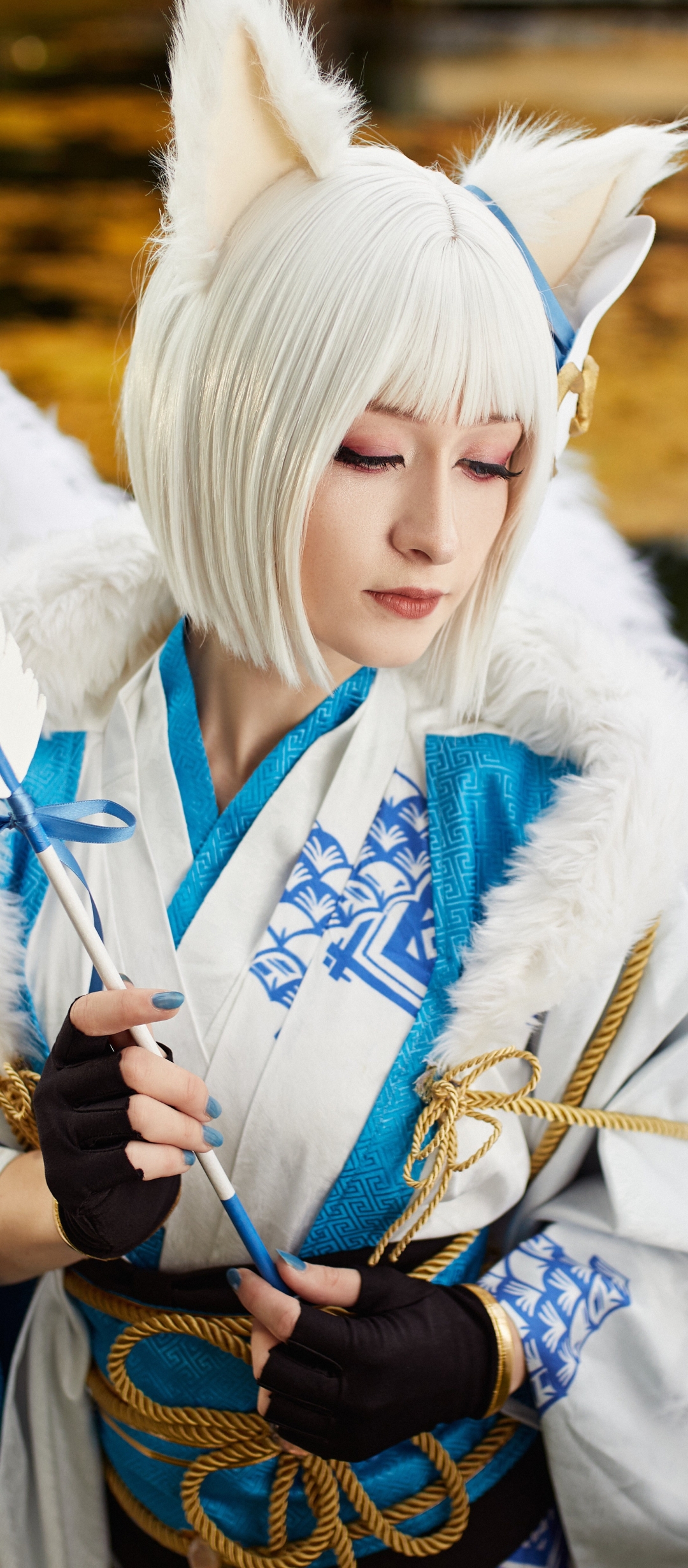 Descarga gratuita de fondo de pantalla para móvil de Kimono, Mujeres, Pelo Blanco, Cosplay, Kaga (Carril Azul), Carril Azul.