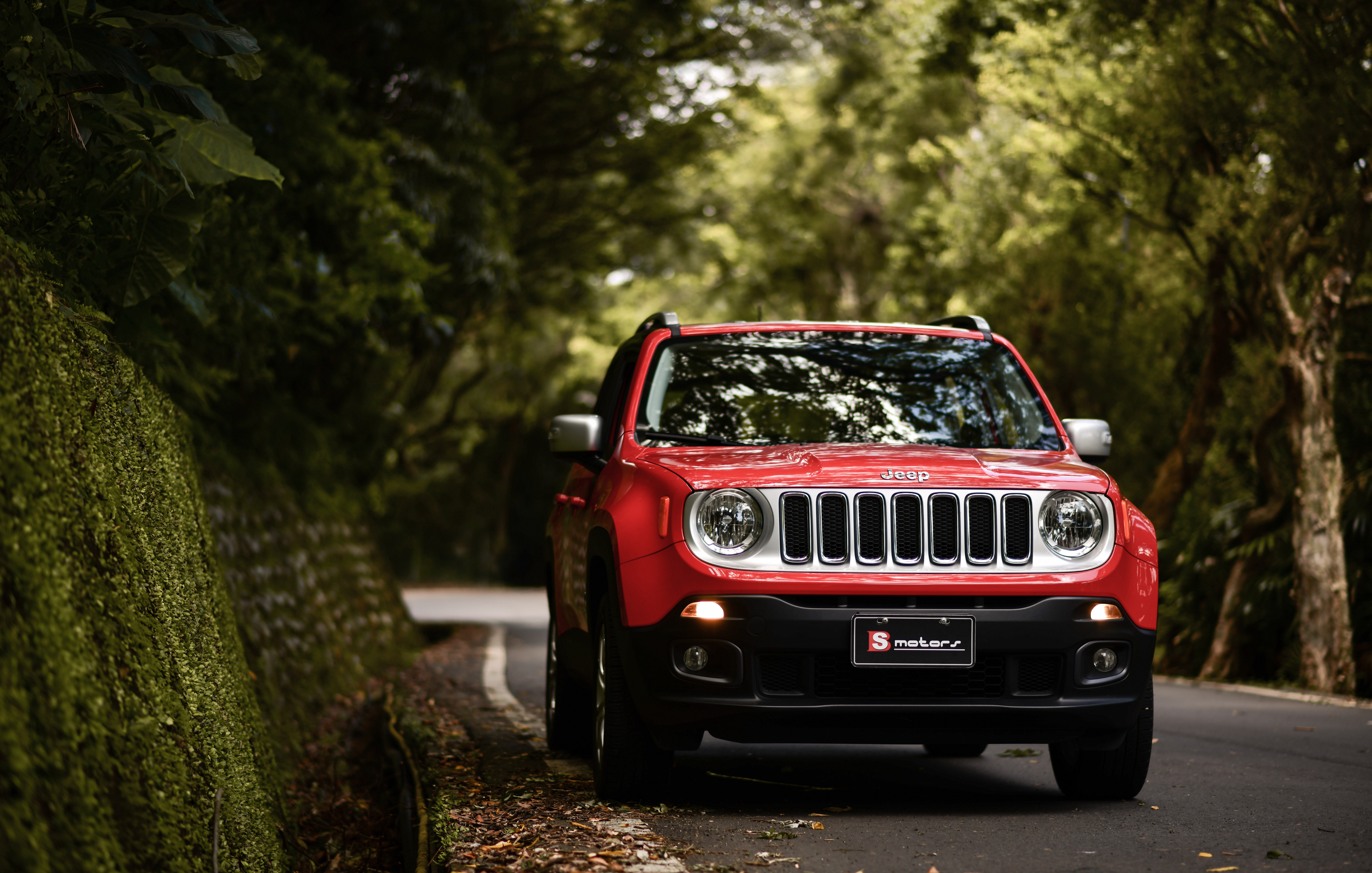 HD wallpaper jeep, suv, cars, front view, red, car, machine, jeep renegade
