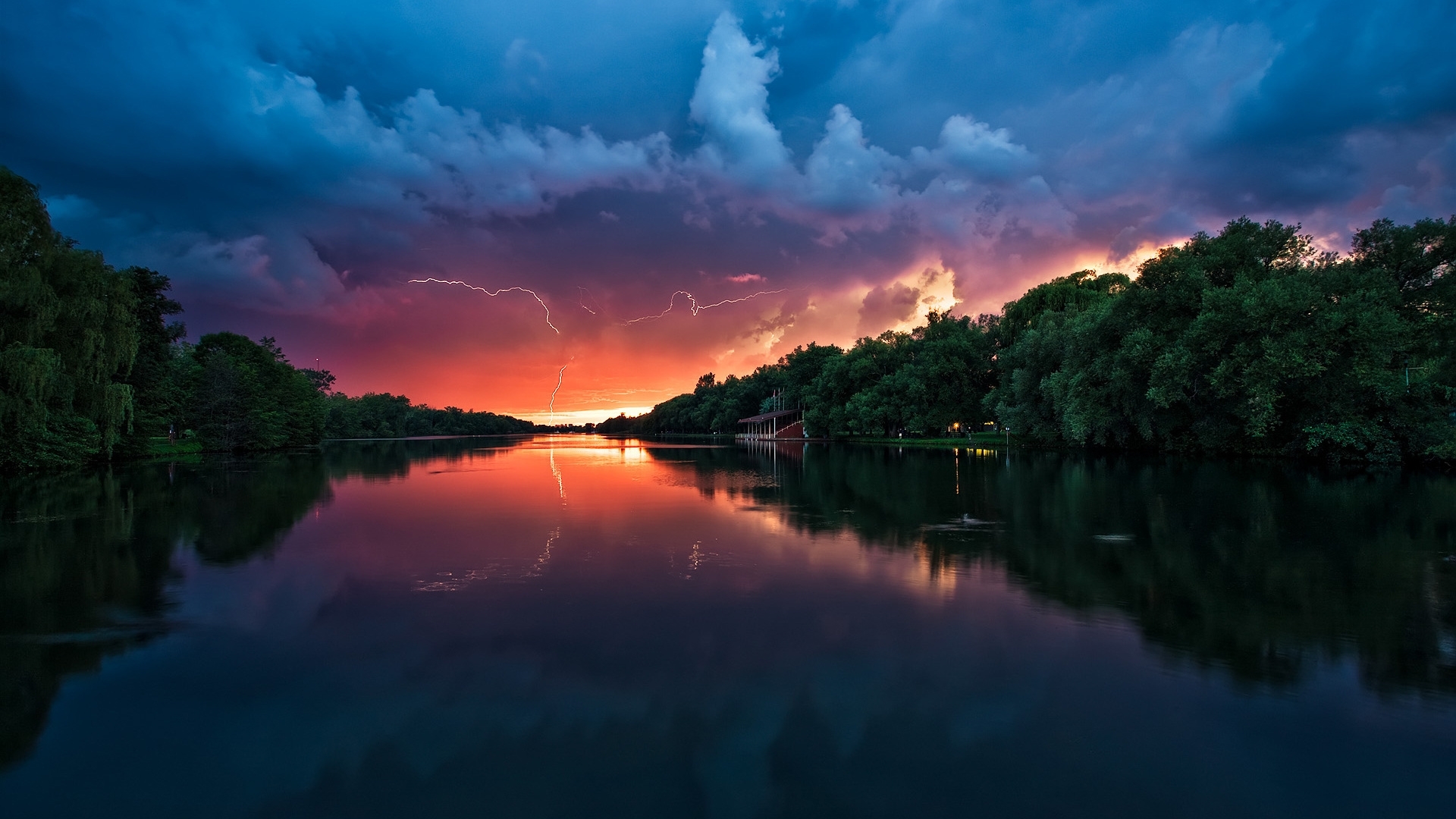 PCデスクトップに自然, 川, 日没, 風景画像を無料でダウンロード