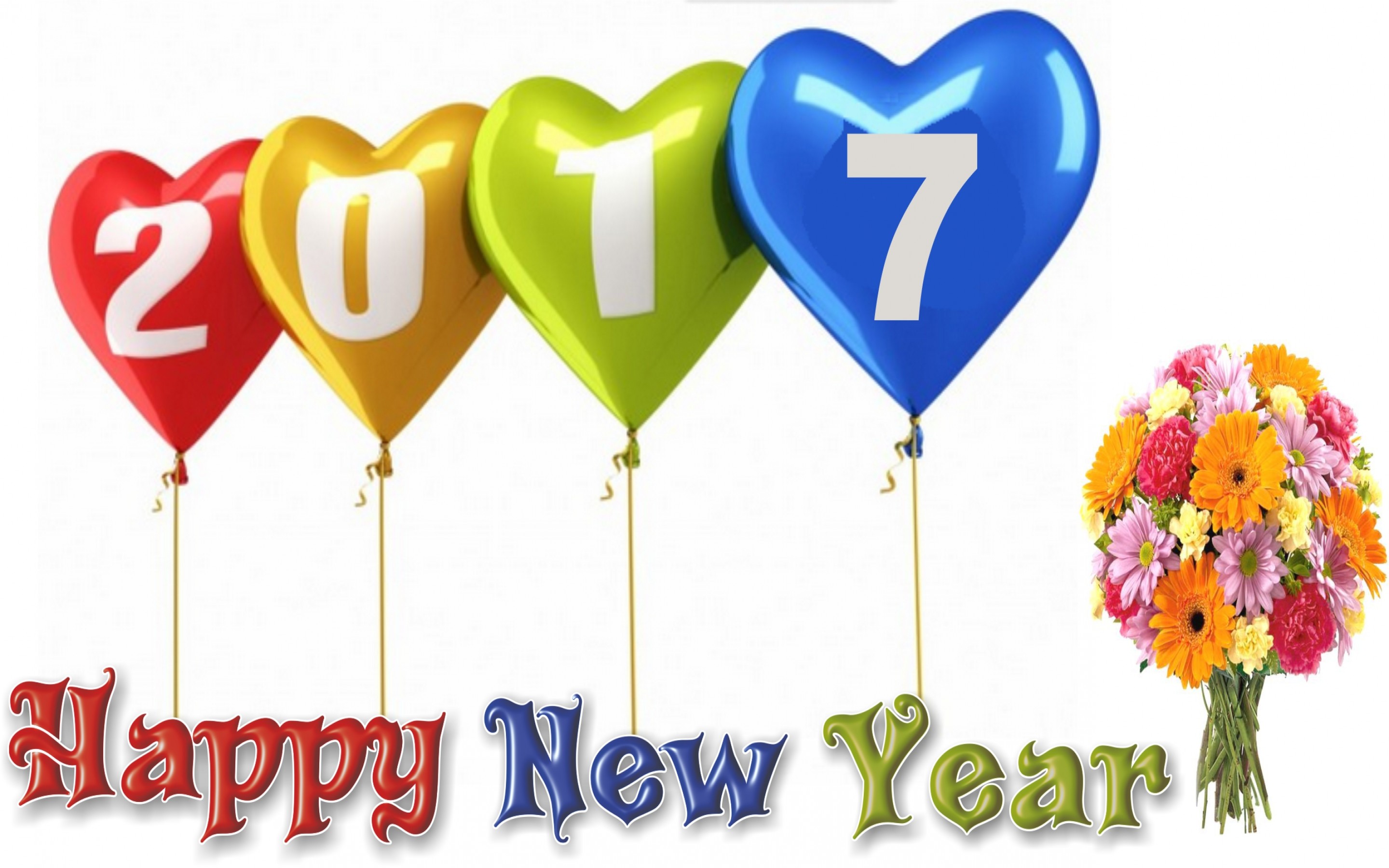 Laden Sie das Feiertage, Neujahr, Blume, Ballon, Neujahr 2017-Bild kostenlos auf Ihren PC-Desktop herunter