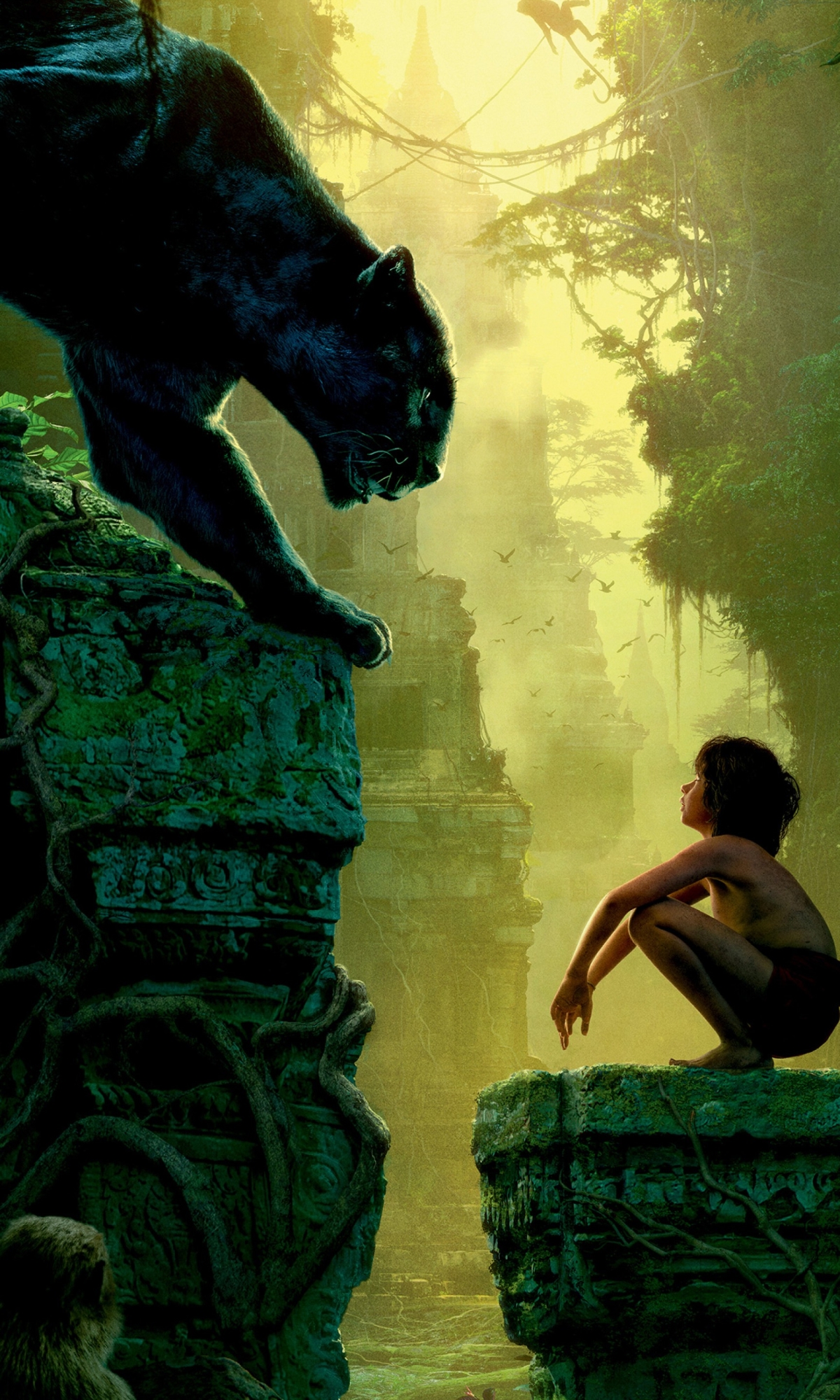 Download mobile wallpaper Bagheera, Movie, Mowgli, The Jungle Book, The Jungle Book (2016) for free.