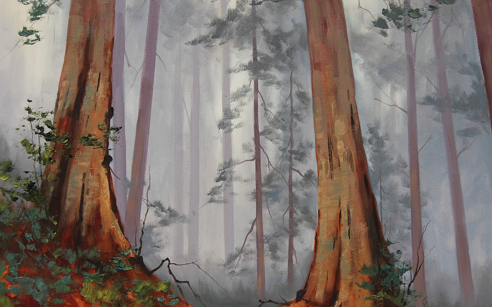 Download mobile wallpaper Landscape, Nature, Forest, Fog, Painting, Artistic for free.