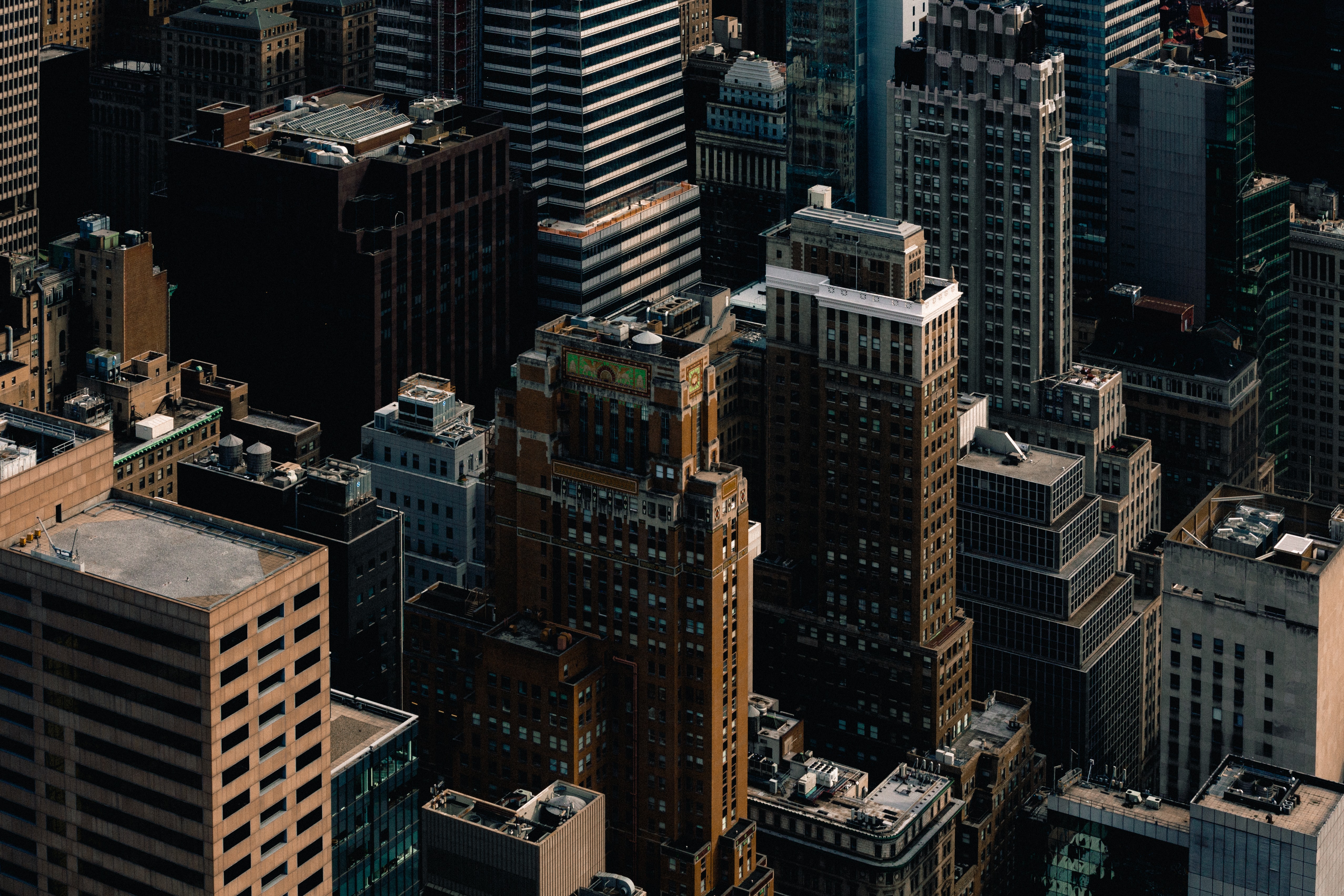 Скачать обои бесплатно Вид Сверху, Город, Здания, Архитектура, Города, Нью Йорк картинка на рабочий стол ПК