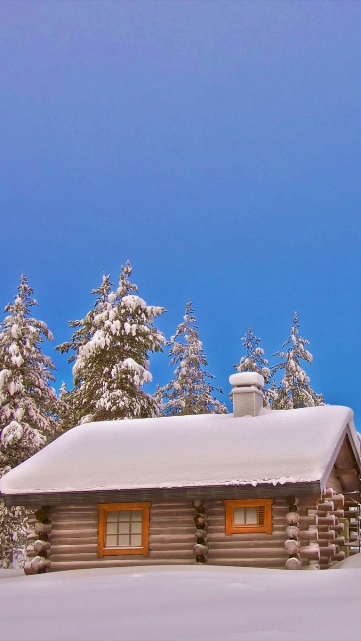 Descarga gratuita de fondo de pantalla para móvil de Invierno, Nieve, Bosque, Cabaña, Hecho Por El Hombre.