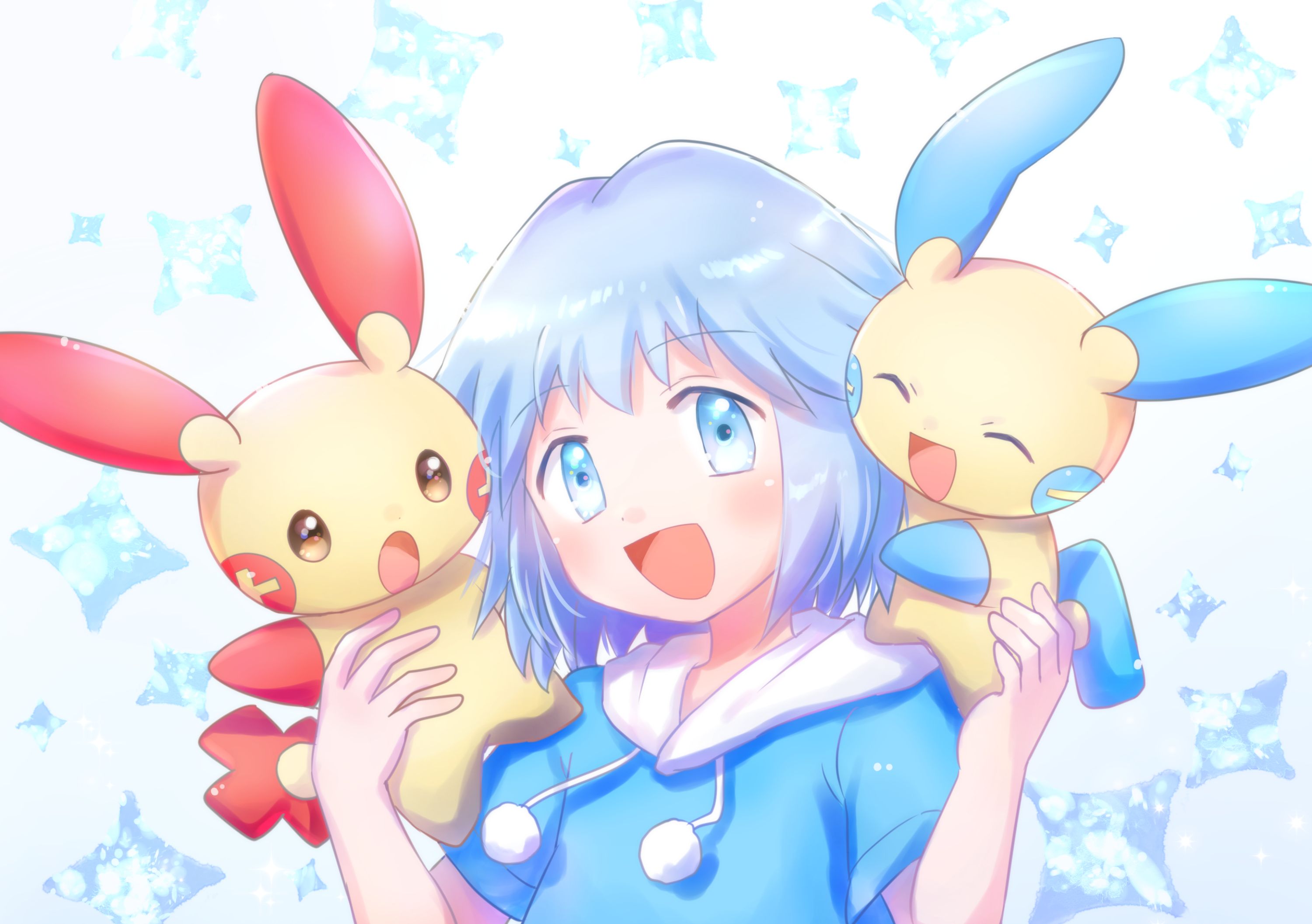 anime, pokémon:destiny deoxys, blue eyes, cute, minun (pokémon), plusle (pokémon), pokémon: destiny deoxys, tory lund, pokémon
