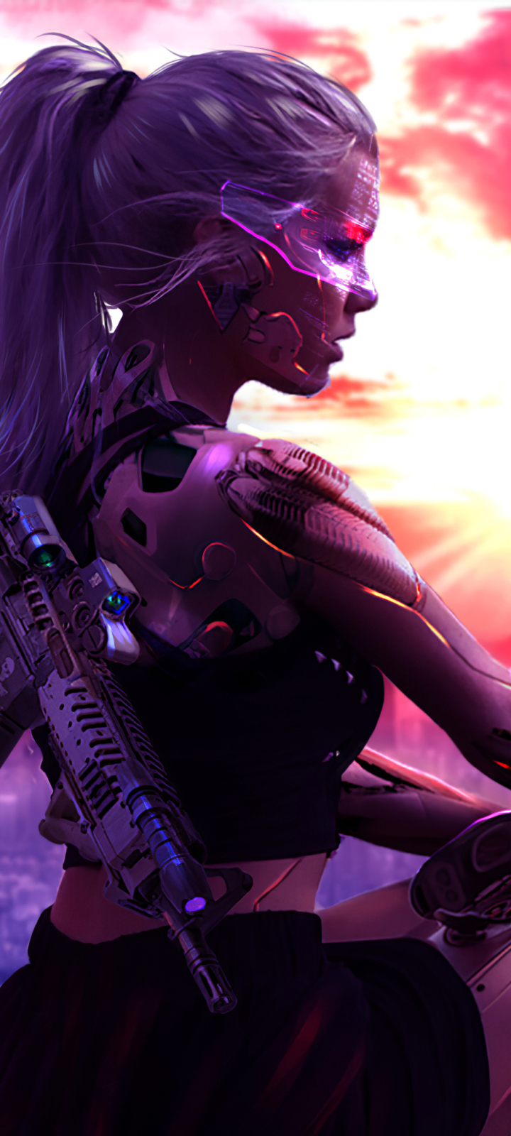 Download mobile wallpaper Cyberpunk, Sci Fi, Cyborg, Futuristic, White Hair for free.