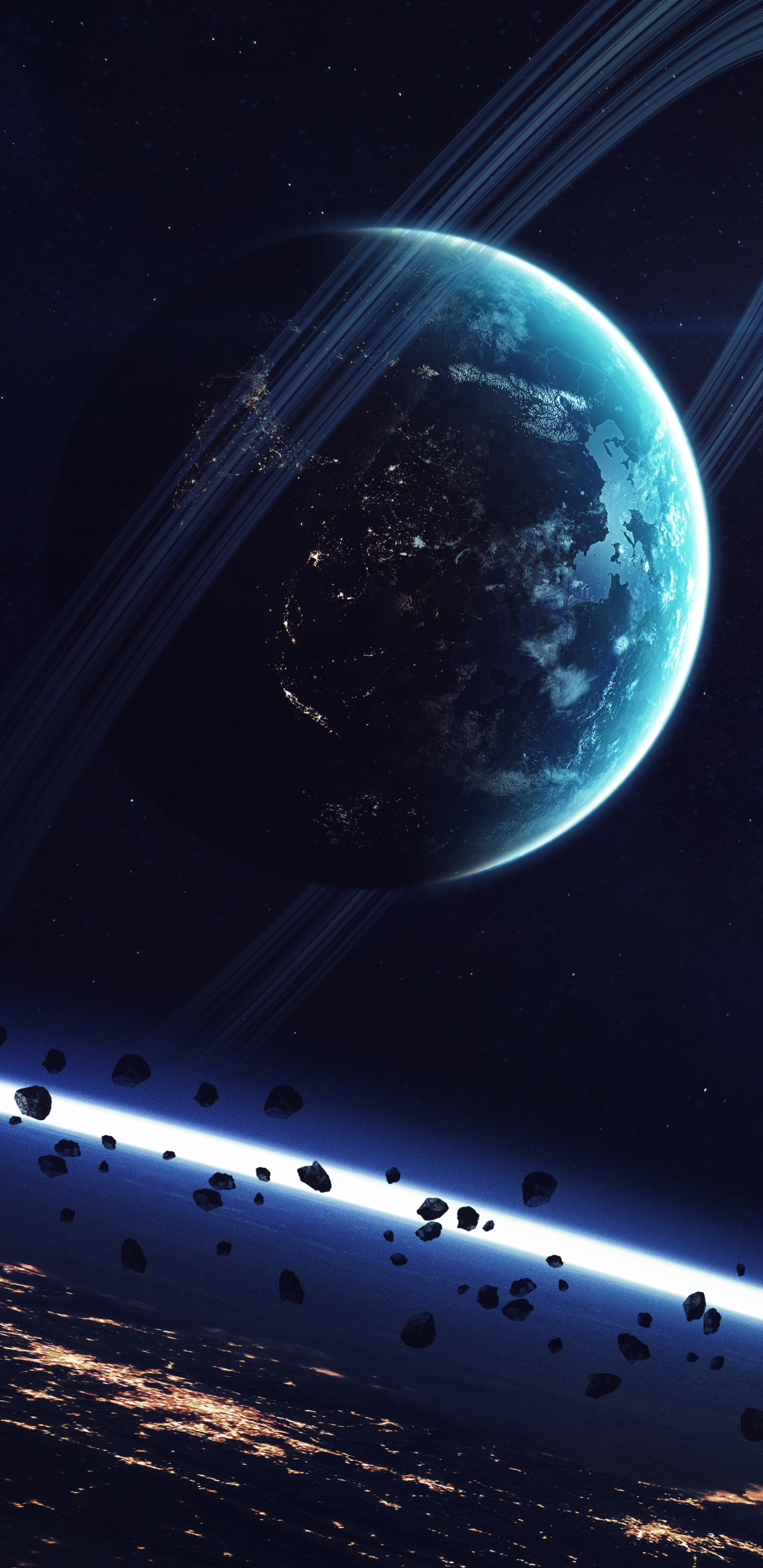 Download mobile wallpaper Sci Fi, Satellite, Planetary Ring for free.
