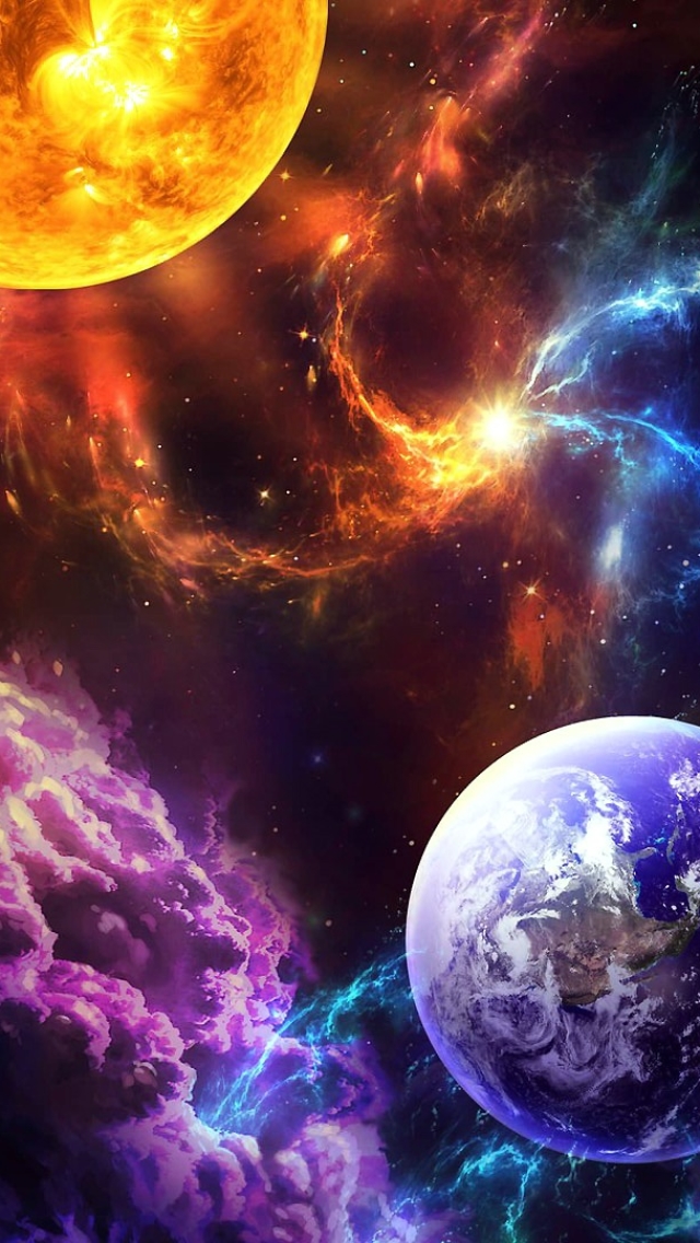 Download mobile wallpaper Sun, Earth, Space, Sci Fi for free.