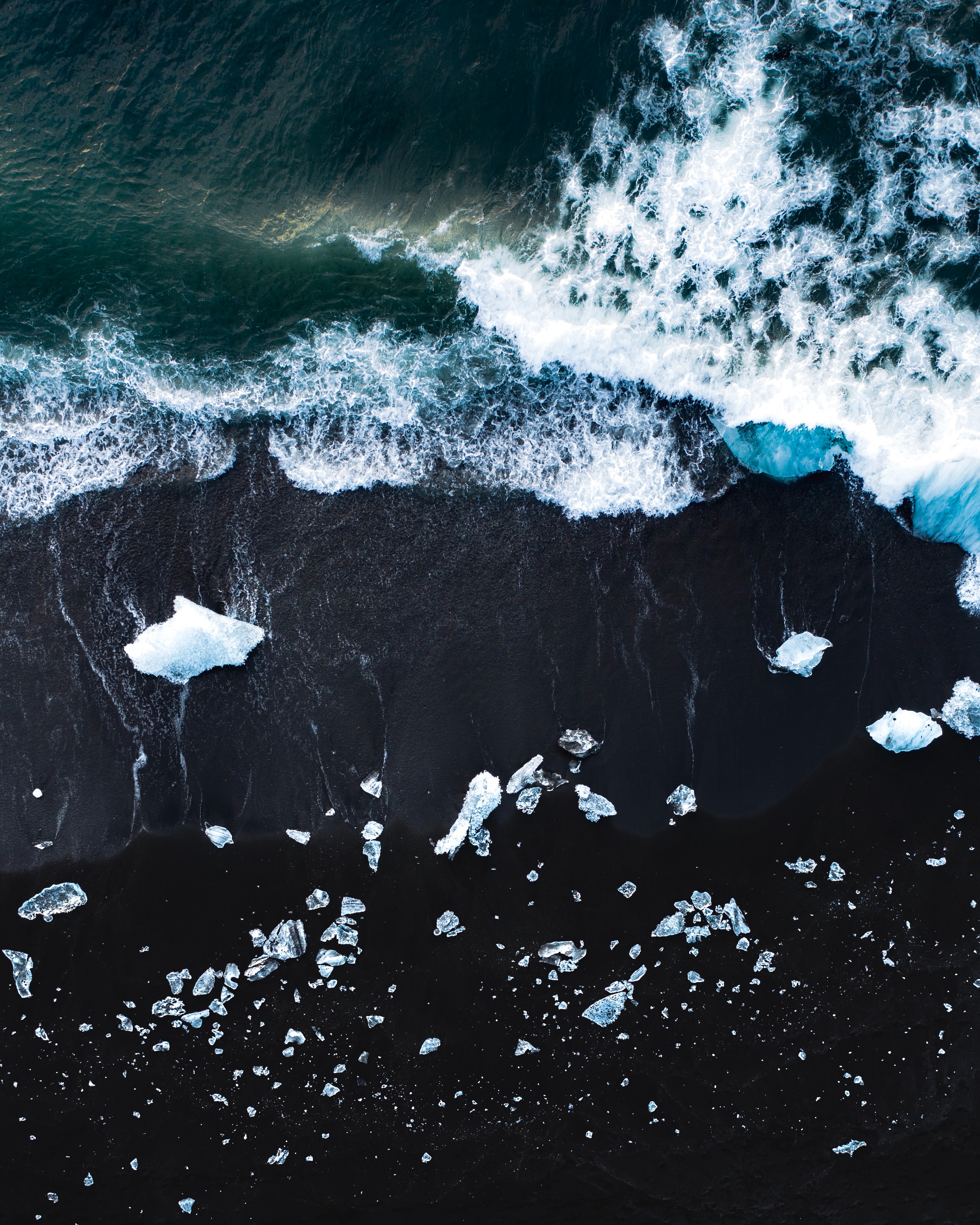 Free download wallpaper Nature, View From Above, Coast, Ice, Waves on your PC desktop