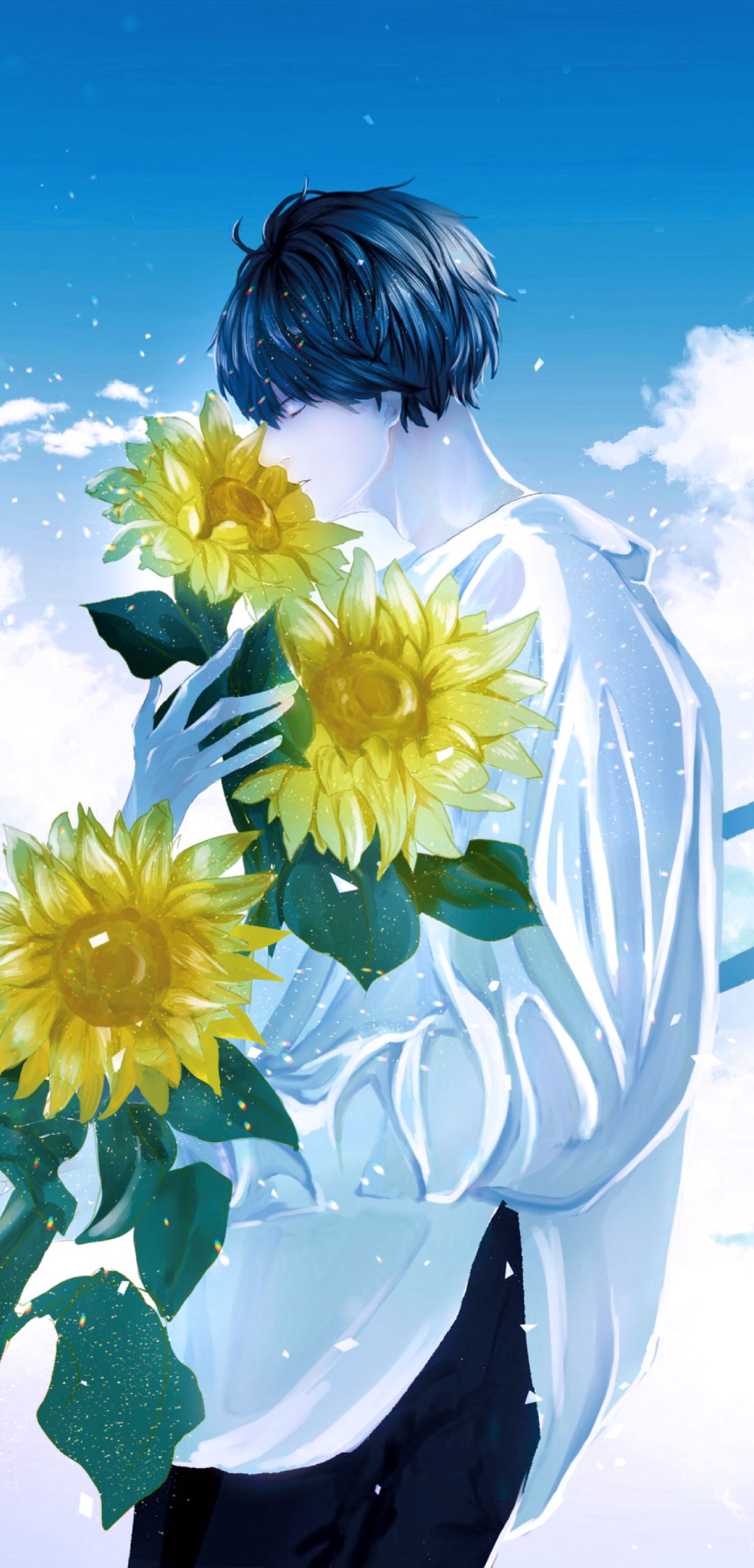 Download mobile wallpaper Anime, Sunflower, Original for free.