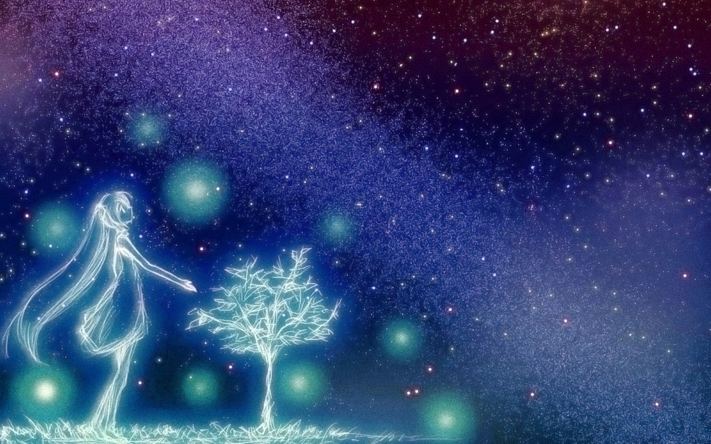 Téléchargez des papiers peints mobile Nuit, Ciel Étoilé, Vocaloïde, Animé, Hatsune Miku gratuitement.