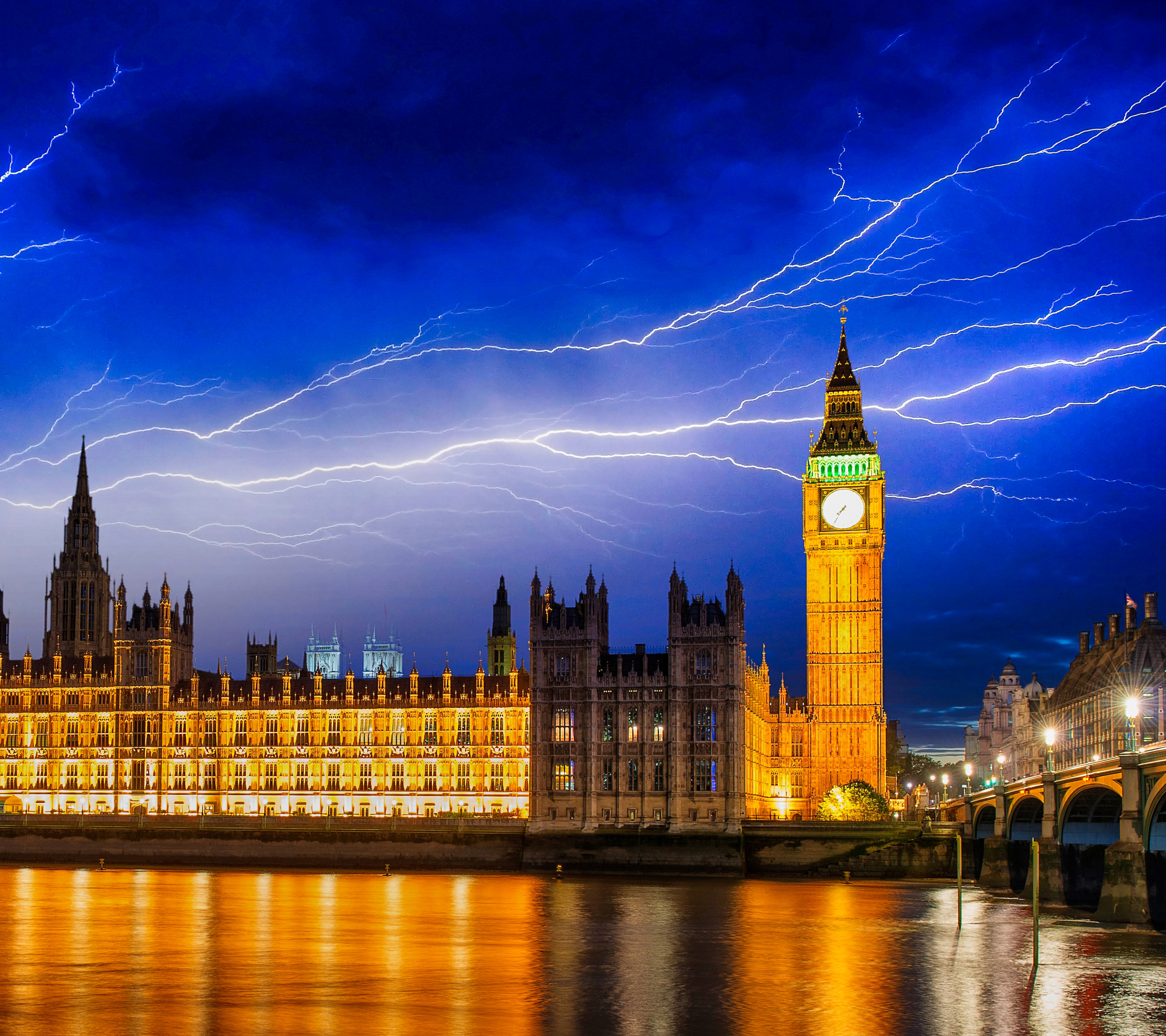 Download mobile wallpaper Night, Lightning, London, Big Ben, Monument, United Kingdom, Palace Of Westminster, Man Made, Palaces for free.