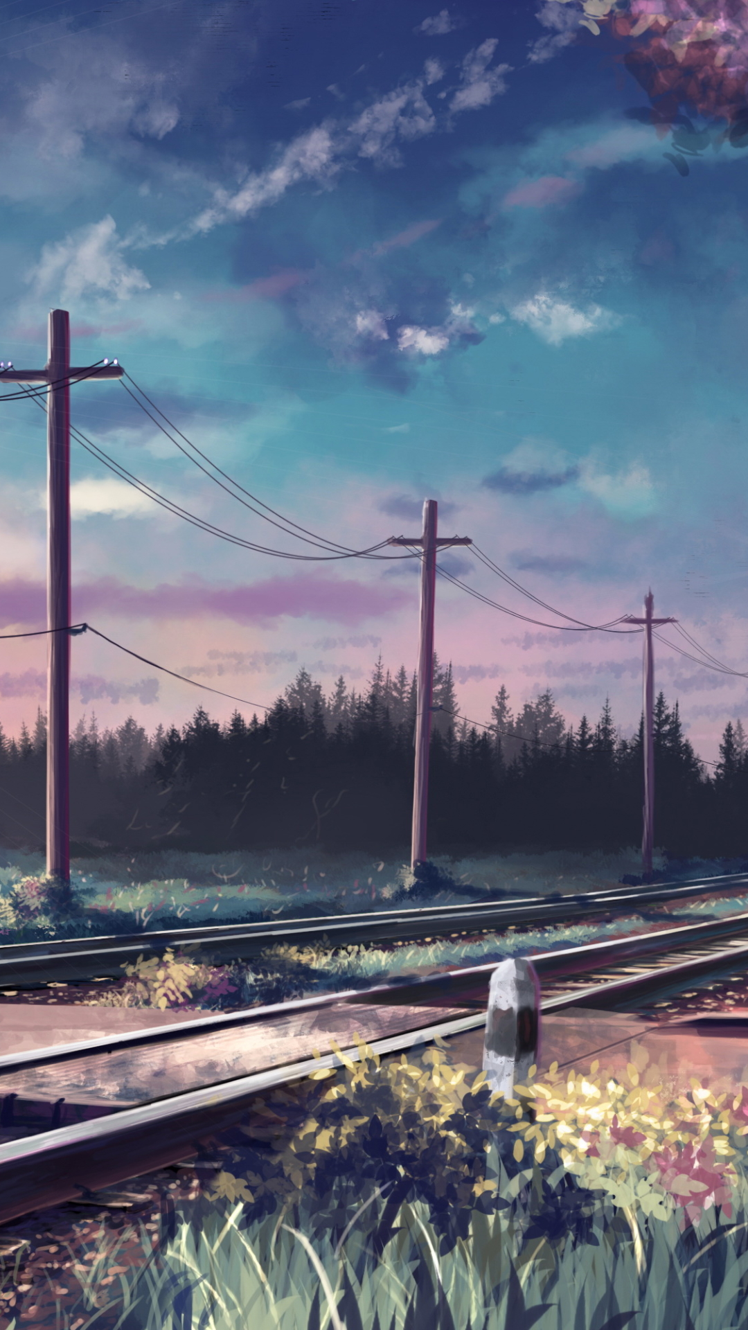 Download mobile wallpaper Anime, Landscape, Railroad for free.