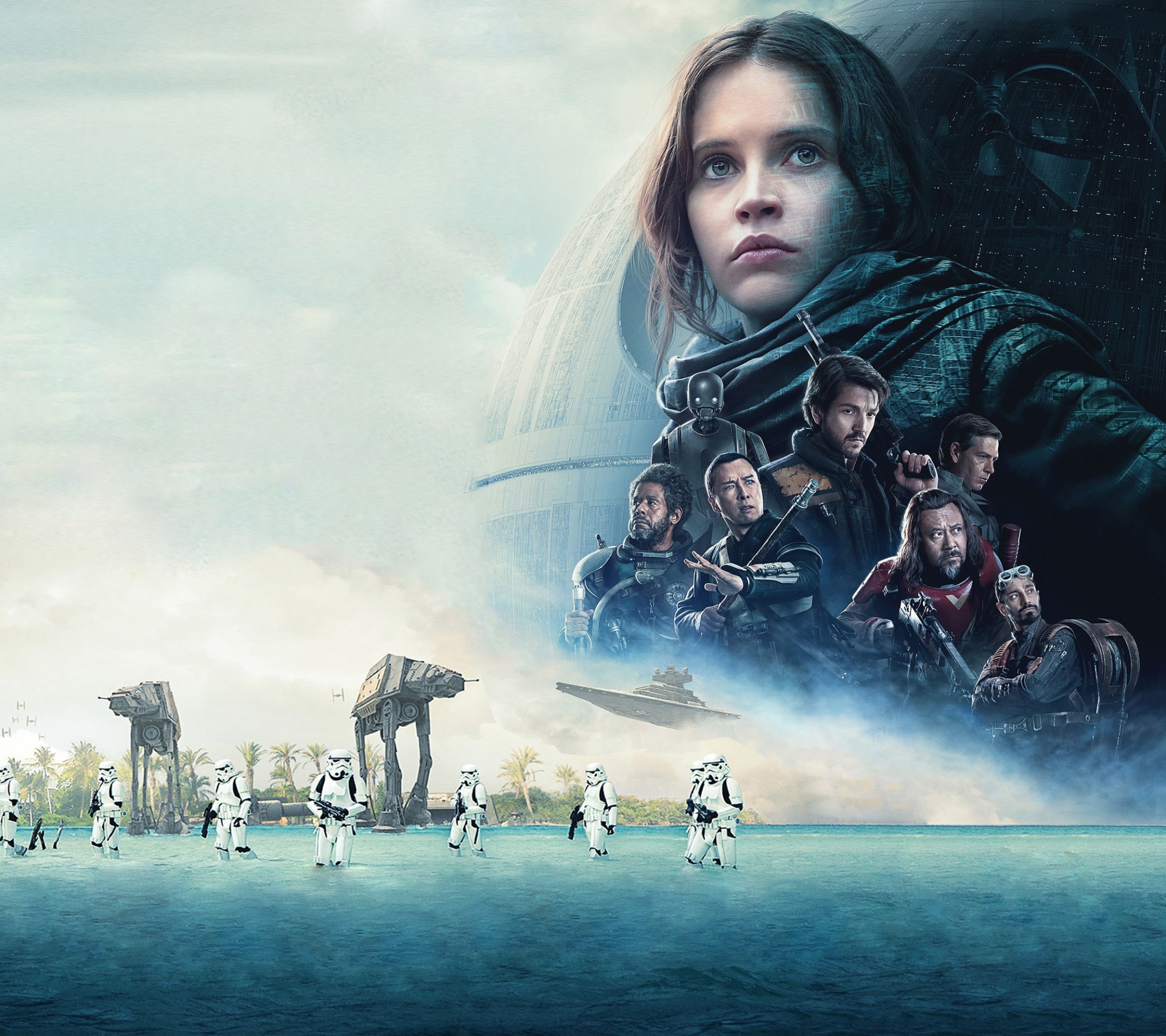 Free download wallpaper Star Wars, Movie, Stormtrooper, At At Walker, Rogue One: A Star Wars Story, Felicity Jones on your PC desktop