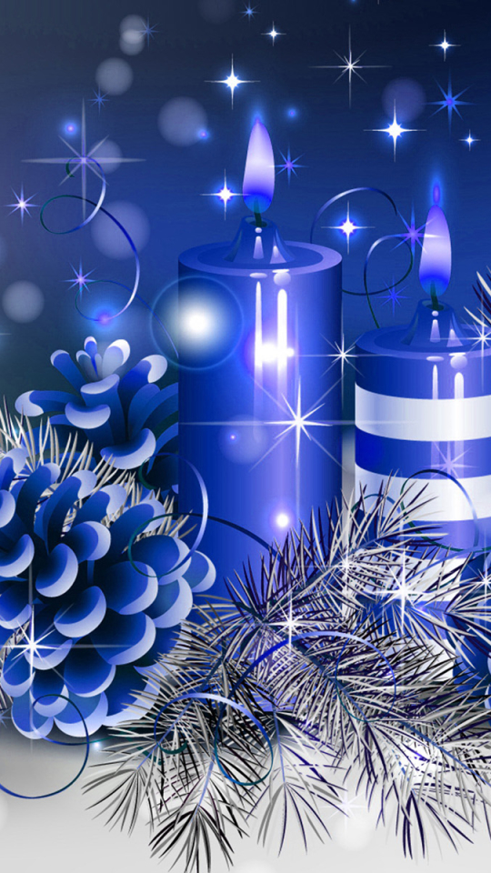無料モバイル壁紙クリスマス, キャンドル, 青い, 贈り物, クリスマスオーナメント, ホリデーをダウンロードします。