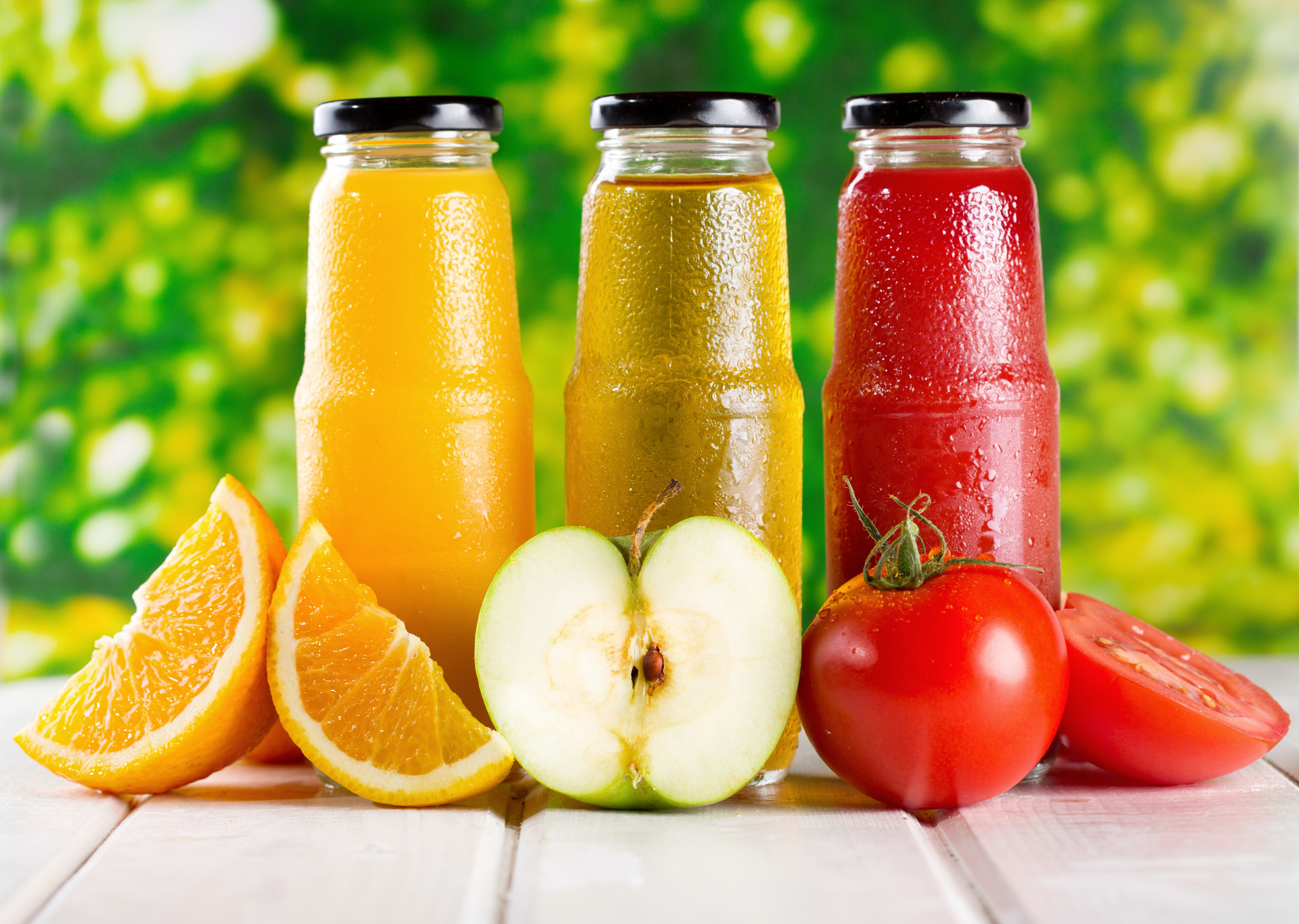Download mobile wallpaper Food, Apple, Drink, Bottle, Tomato, Orange (Fruit) for free.