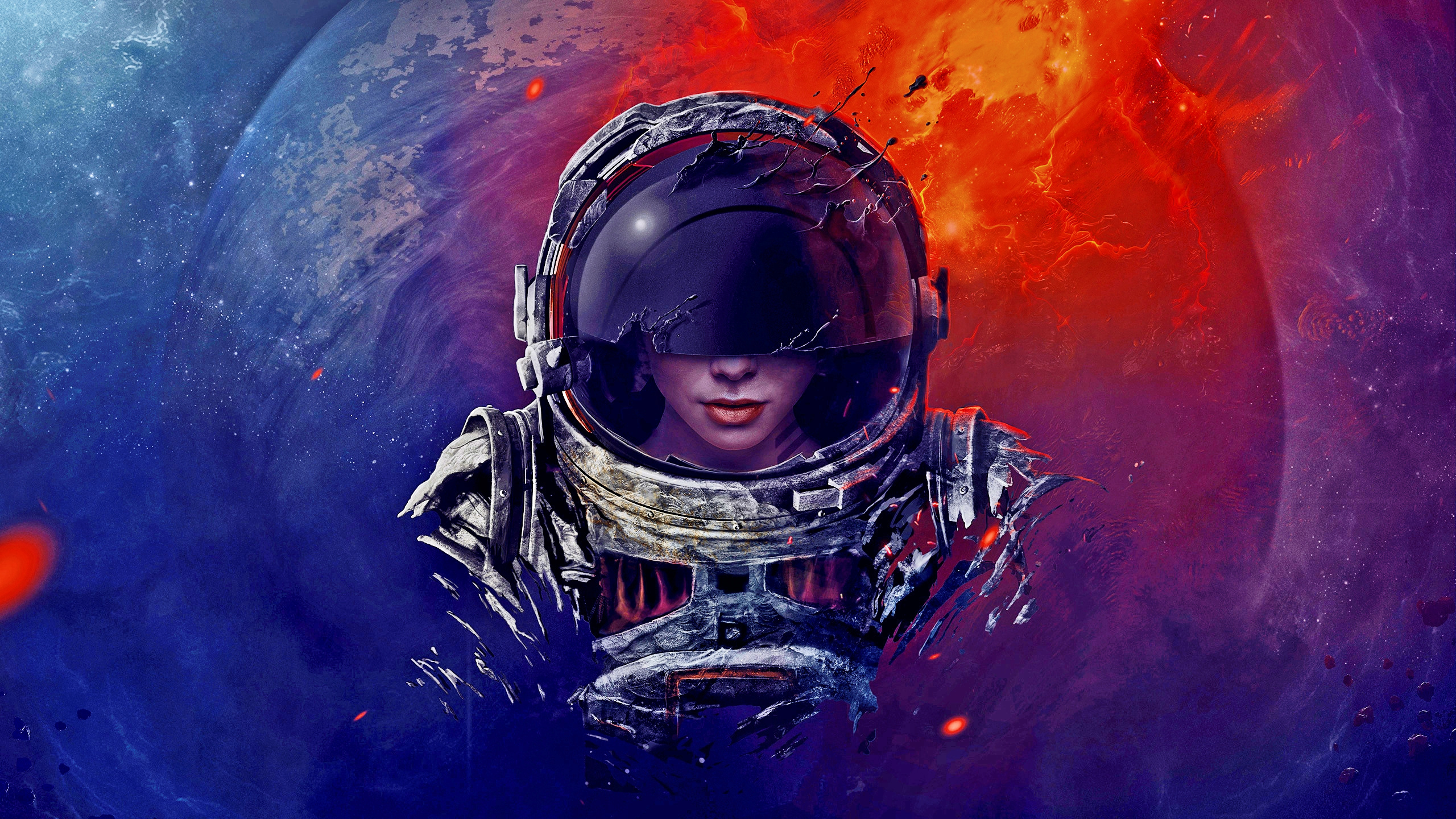 722741 Bild herunterladen science fiction, astronaut, planet - Hintergrundbilder und Bildschirmschoner kostenlos