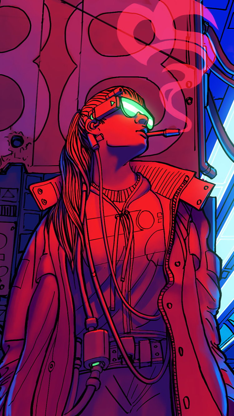 Handy-Wallpaper Cyberpunk, Science Fiction, Rauchen kostenlos herunterladen.