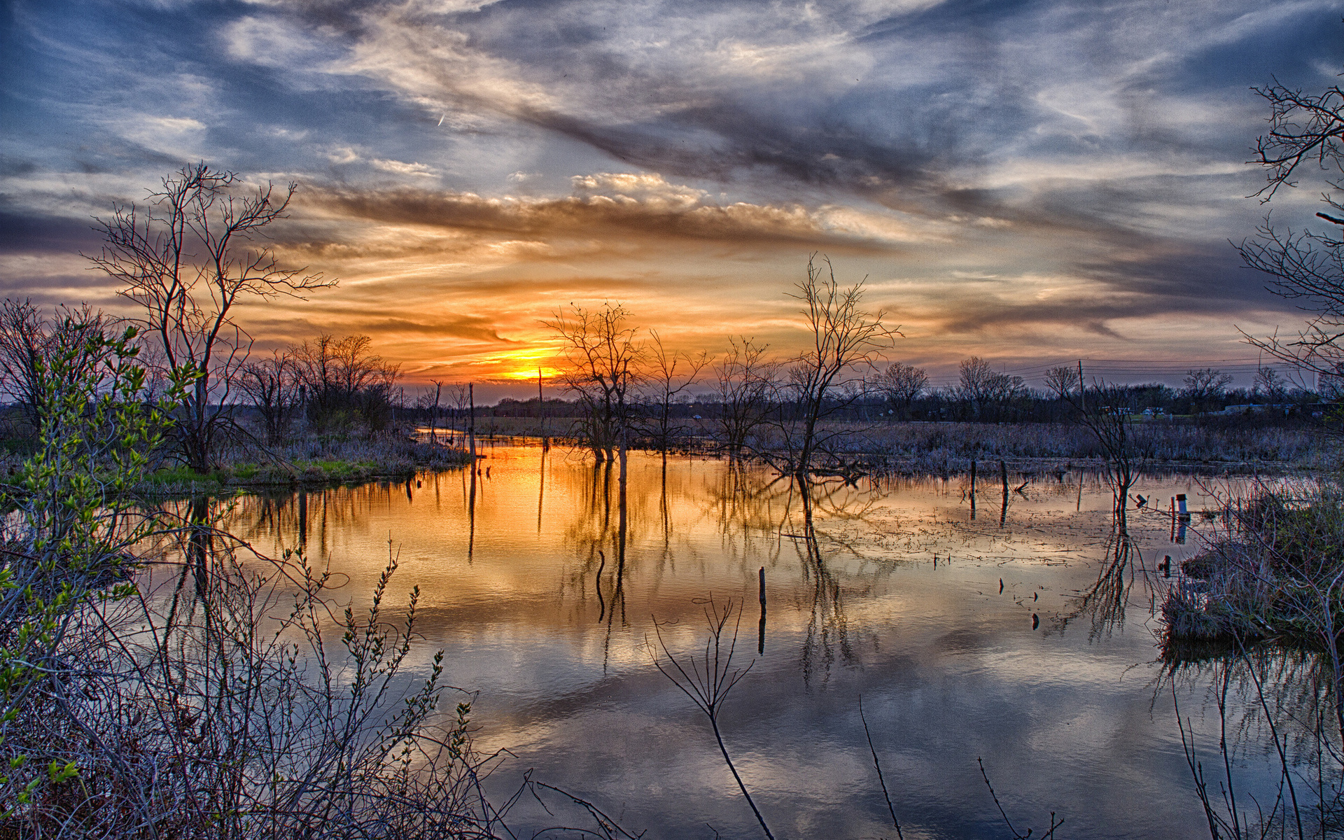 Laden Sie das Sunset, Landschaft, Flüsse-Bild kostenlos auf Ihren PC-Desktop herunter