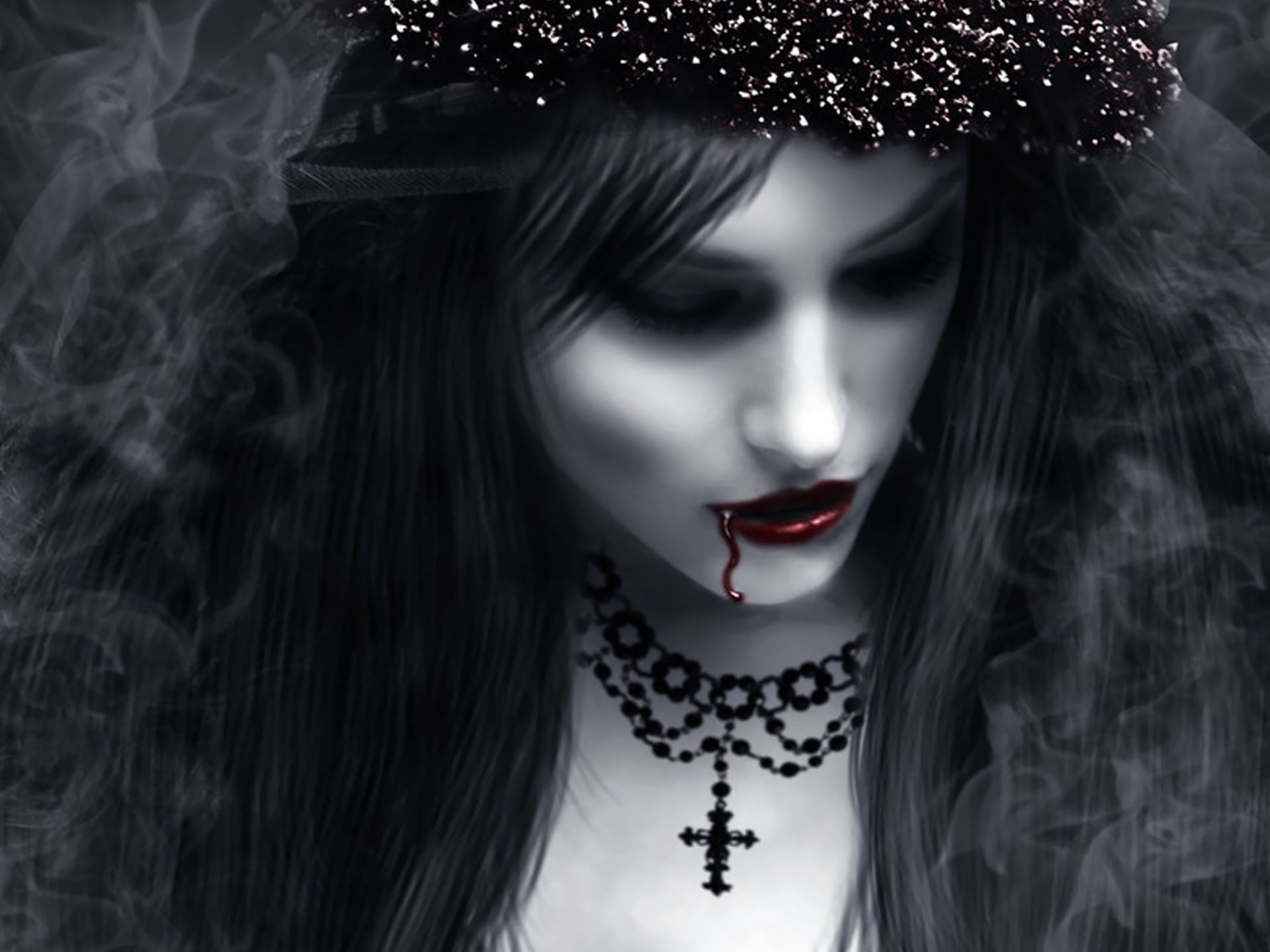 Download mobile wallpaper Fantasy, Gothic, Blood, Cross, Vampire, Necklace for free.