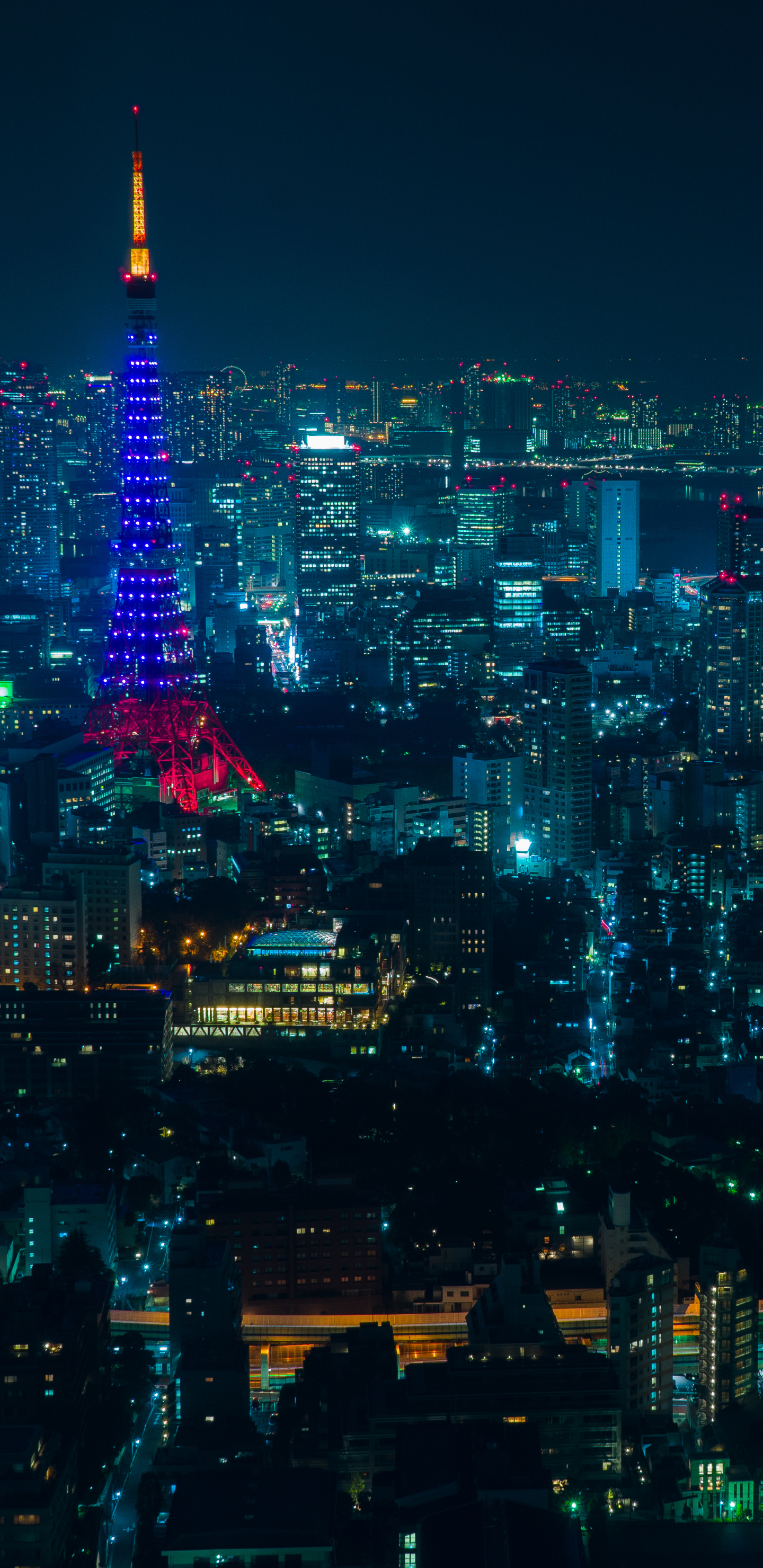 Скачать картинку Города, Ночь, Город, Небоскреб, Здание, Япония, Токио, Строительство, Небоскрёб, Сделано Человеком, Токийская Башня в телефон бесплатно.