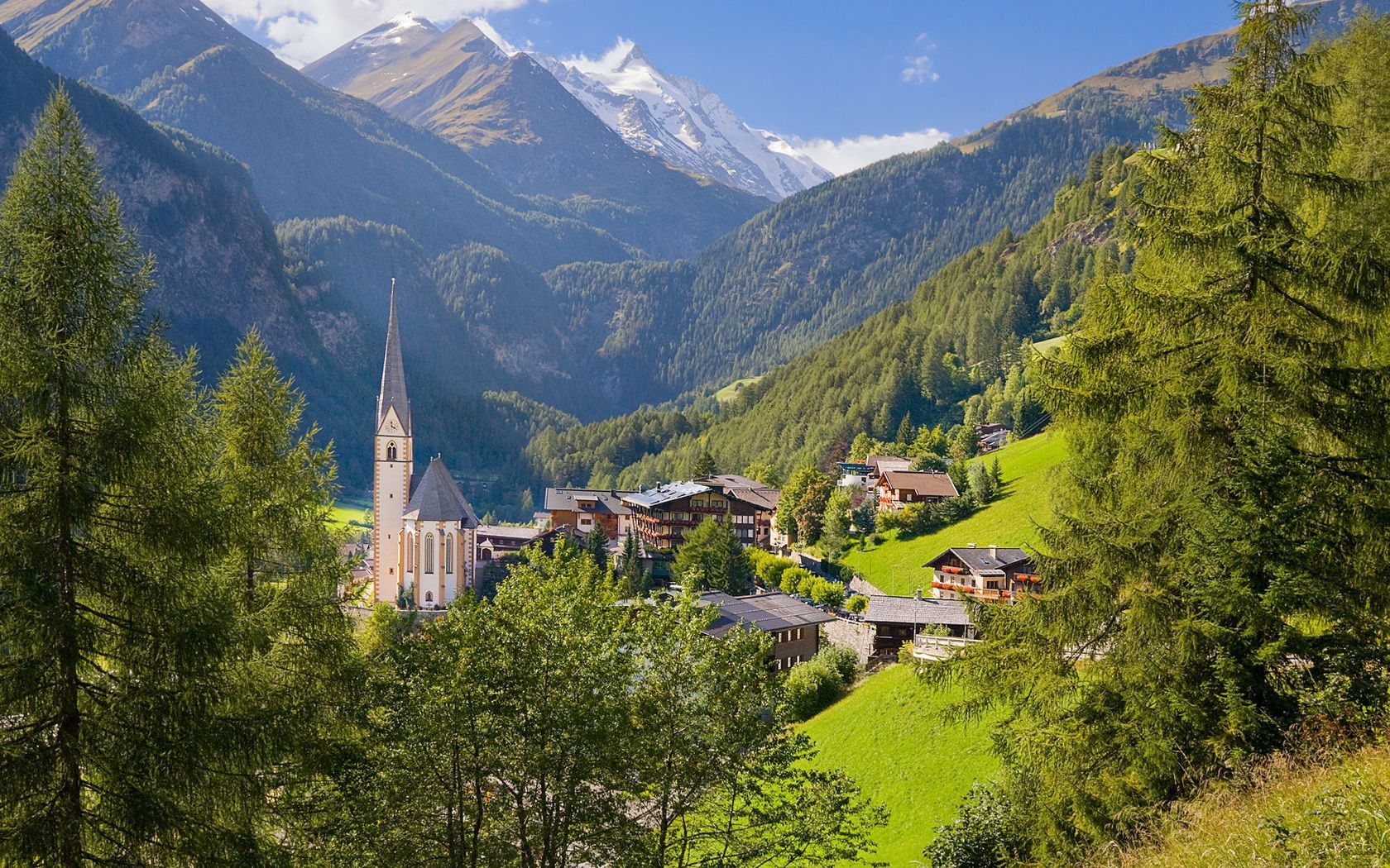 nature, austria, houses, summer, forest, village, lowland, buildings