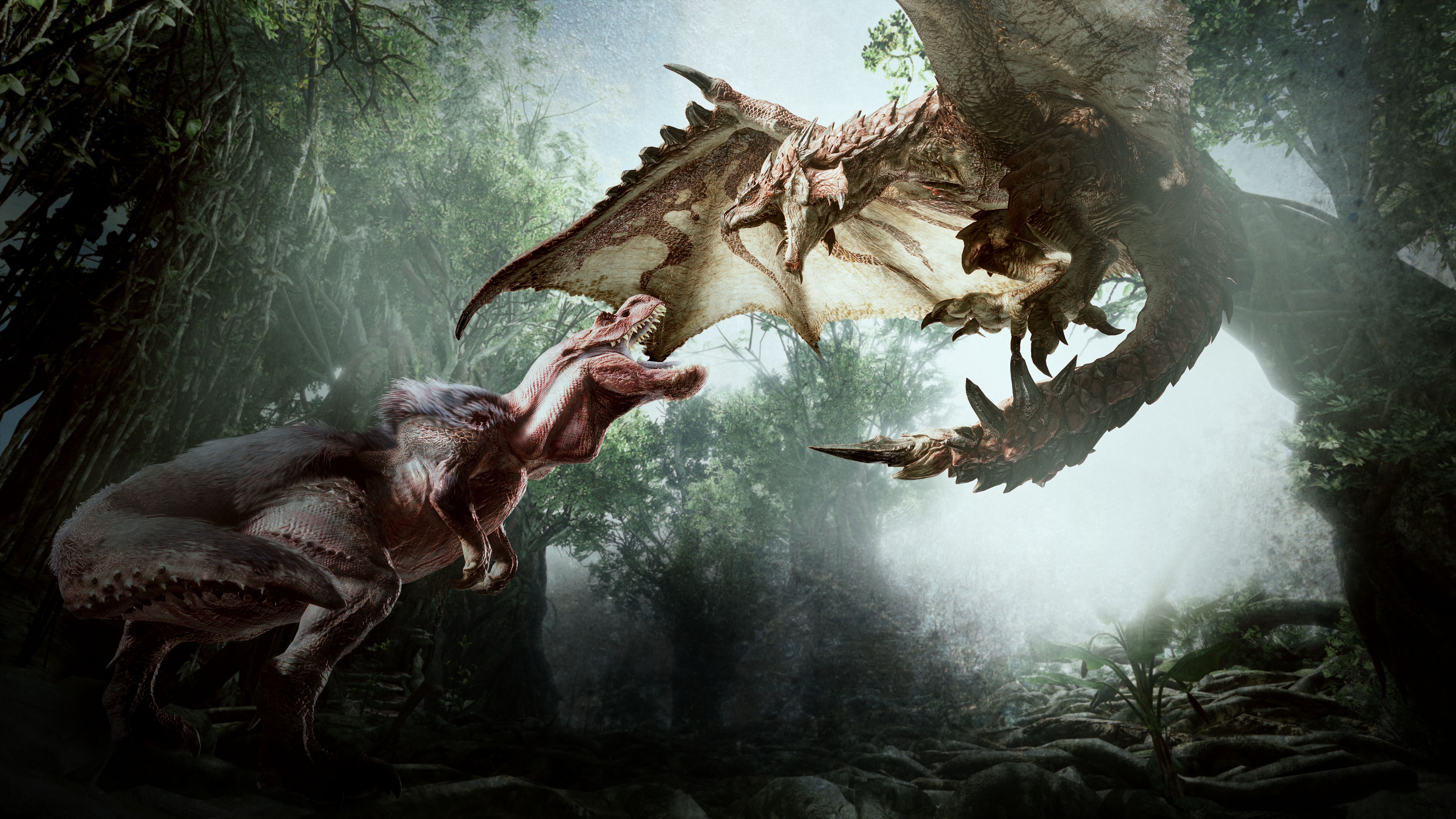 monster hunter: world, video game, anjanath (monster hunter), dinosaur, dragon, rathalos (monster hunter)