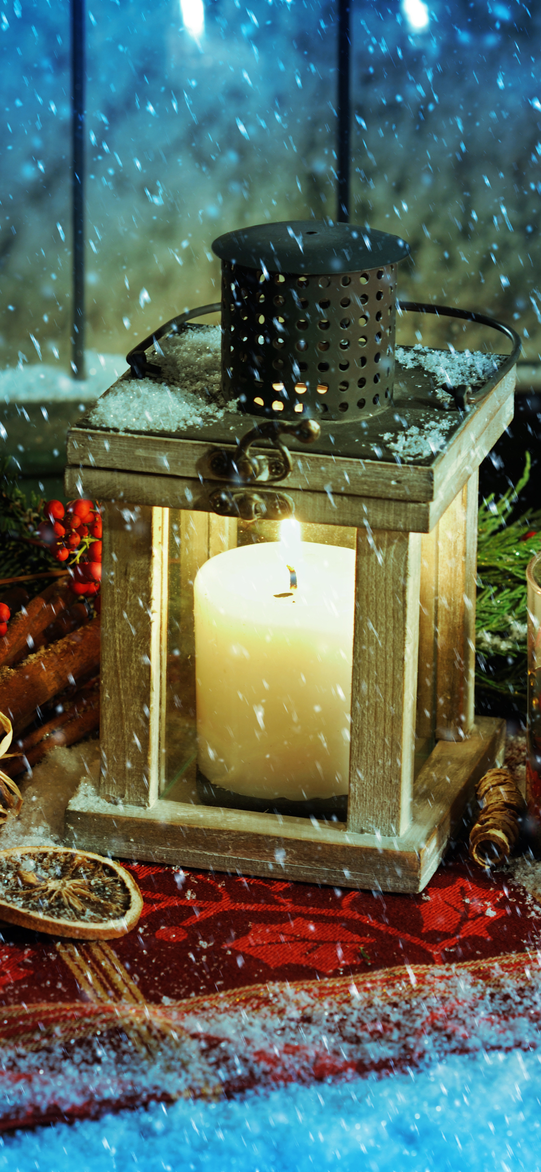Handy-Wallpaper Feiertage, Winter, Weihnachten, Kerze kostenlos herunterladen.