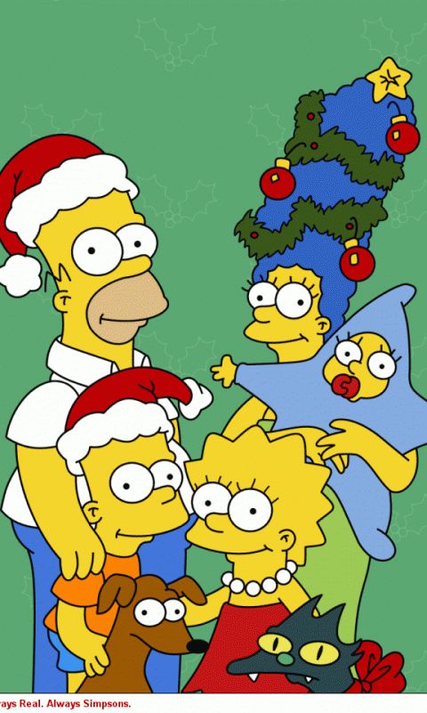 Handy-Wallpaper Feiertage, Homer Simpson, Die Simpsons, Weihnachten, Bart Simpson, Lisa Simpson, Maggie Simpson, Marge Simpson kostenlos herunterladen.