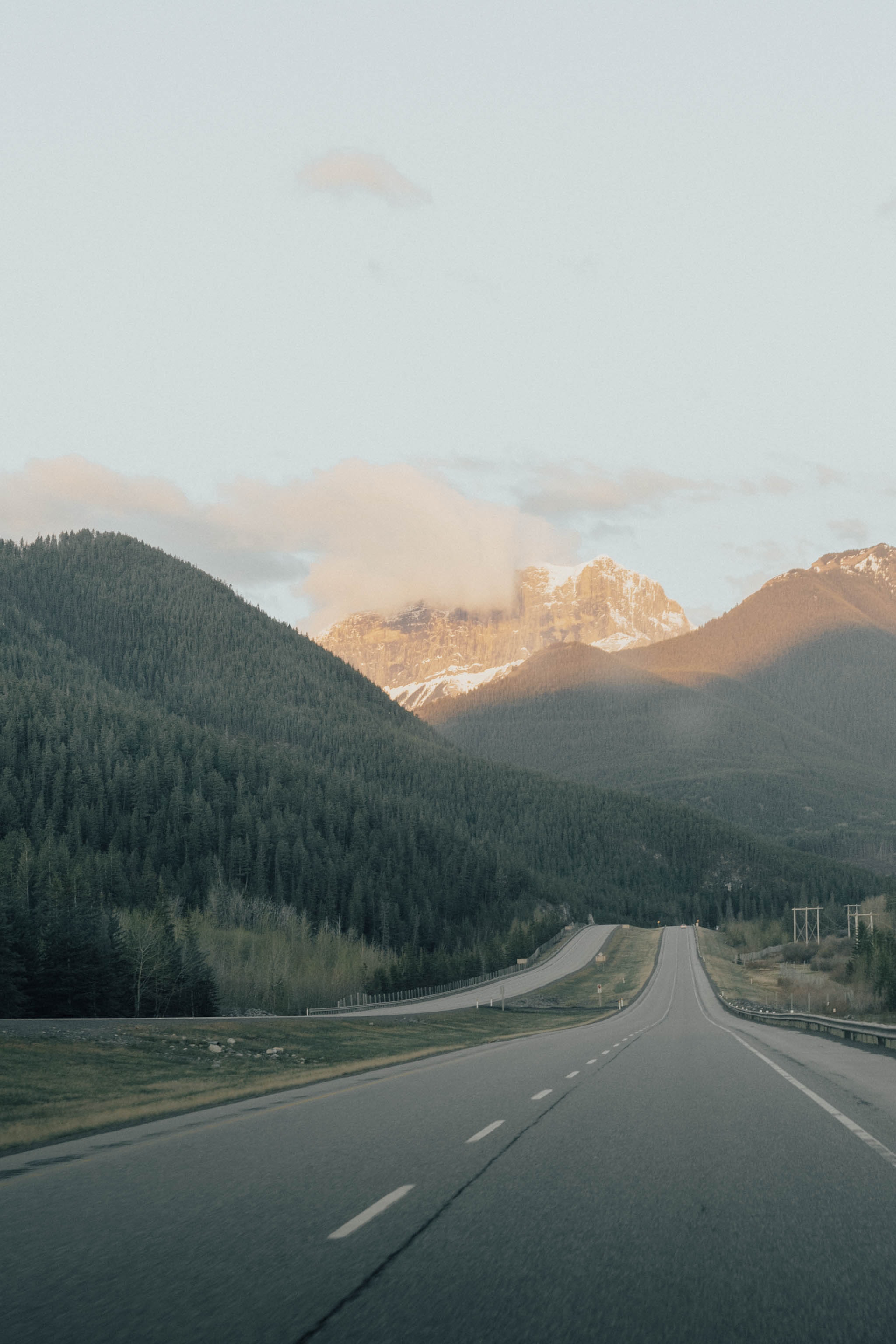 Free download wallpaper Mountains, Clouds, Road, Markup, Nature, Trees on your PC desktop