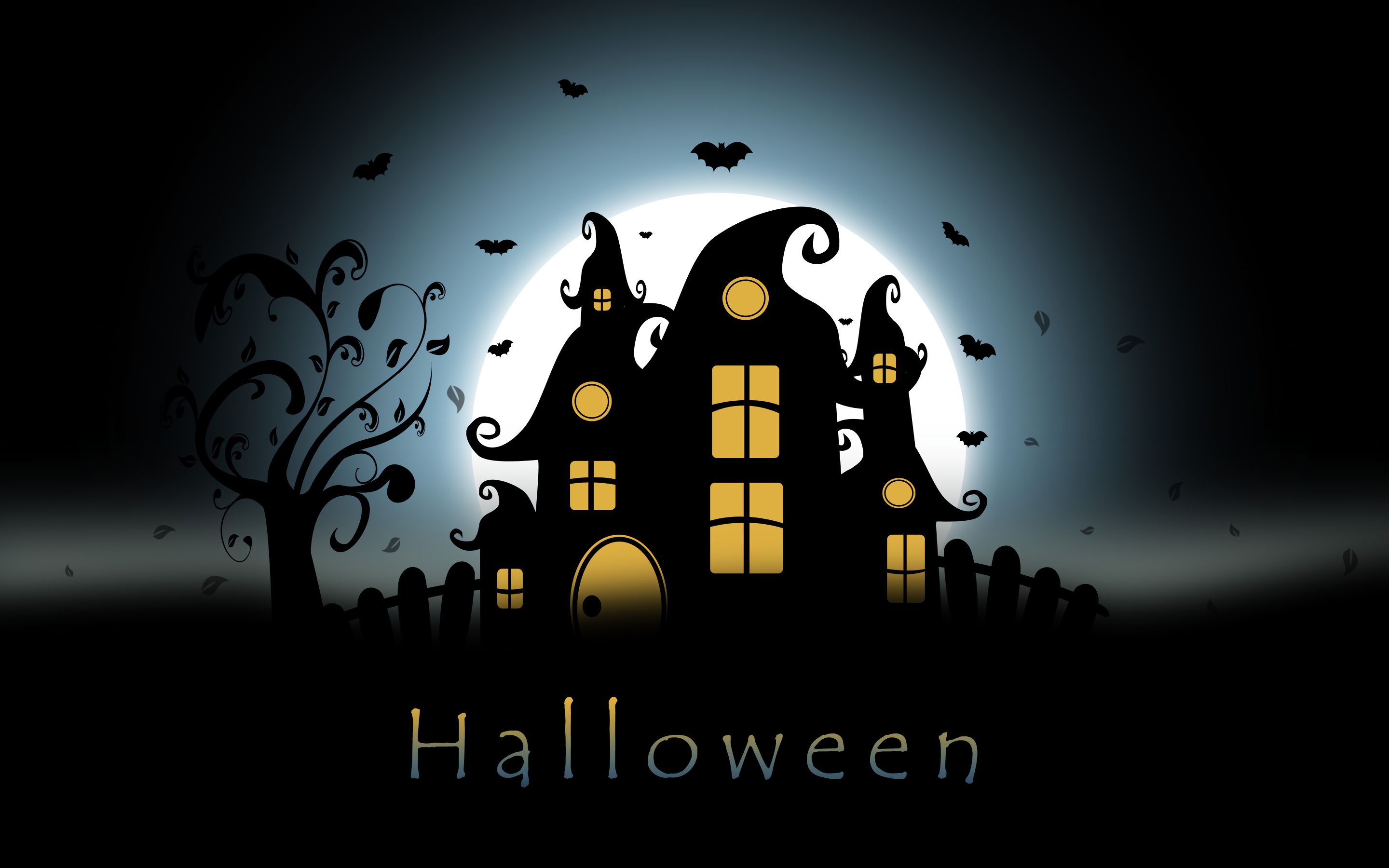 Free download wallpaper Halloween, Moon, Silhouette, Tree, Holiday, House, Haunted House on your PC desktop