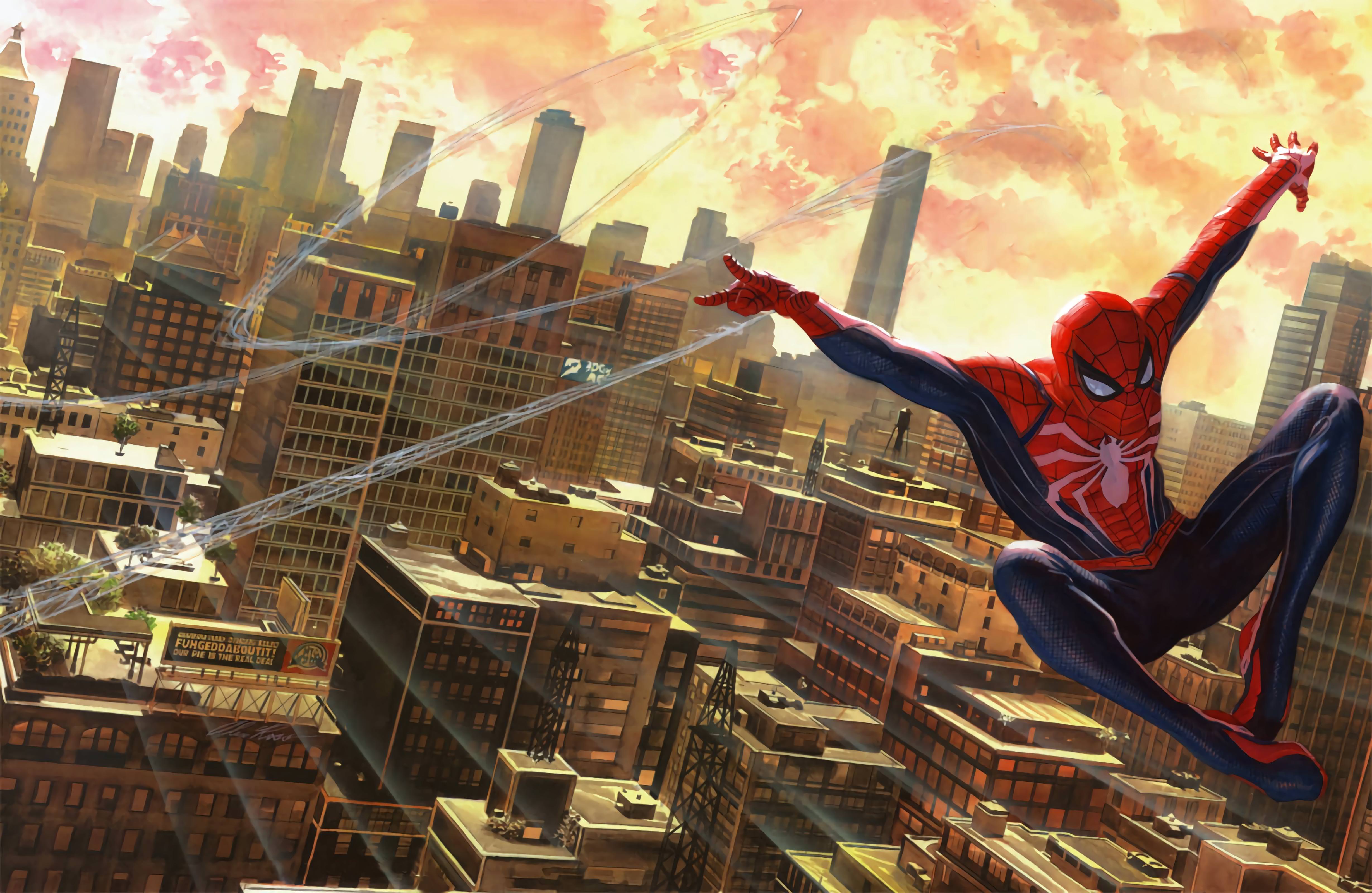 Скачать картинку Город, Нью Йорк, Видеоигры, Супергерой, Человек Паук, Питер Паркер, Человек Паук (Ps4) в телефон бесплатно.