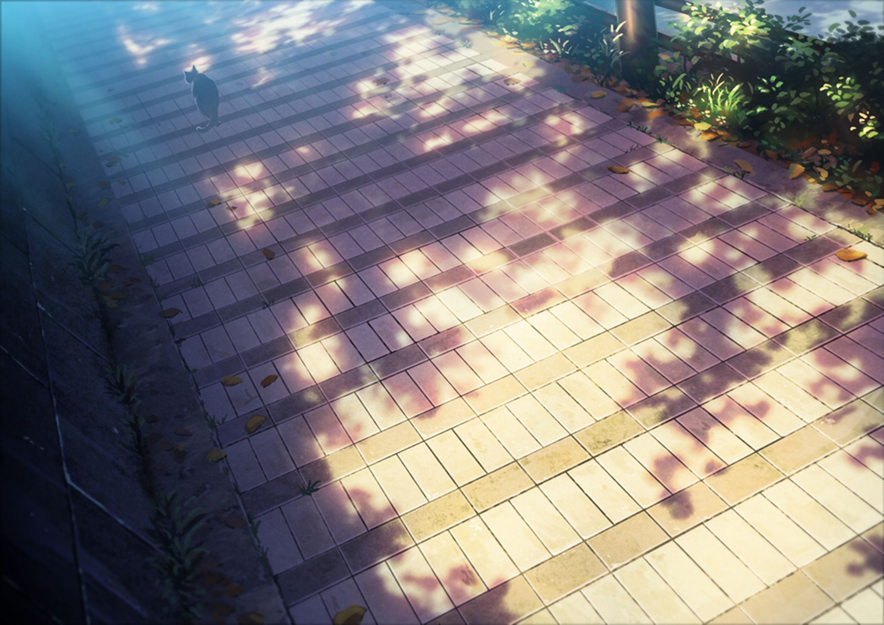 Download mobile wallpaper Anime, Bush, Plant, Cat, Shadow, Sunlight, Original for free.