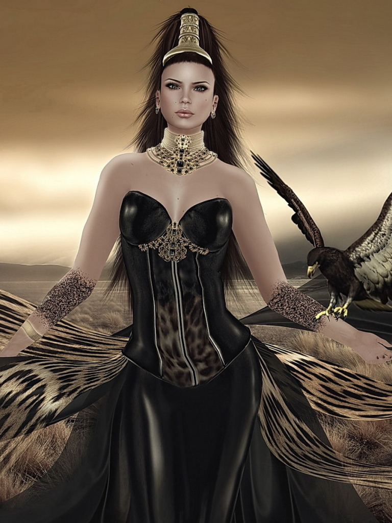 Download mobile wallpaper Fantasy, Gothic, Bird, Women for free.