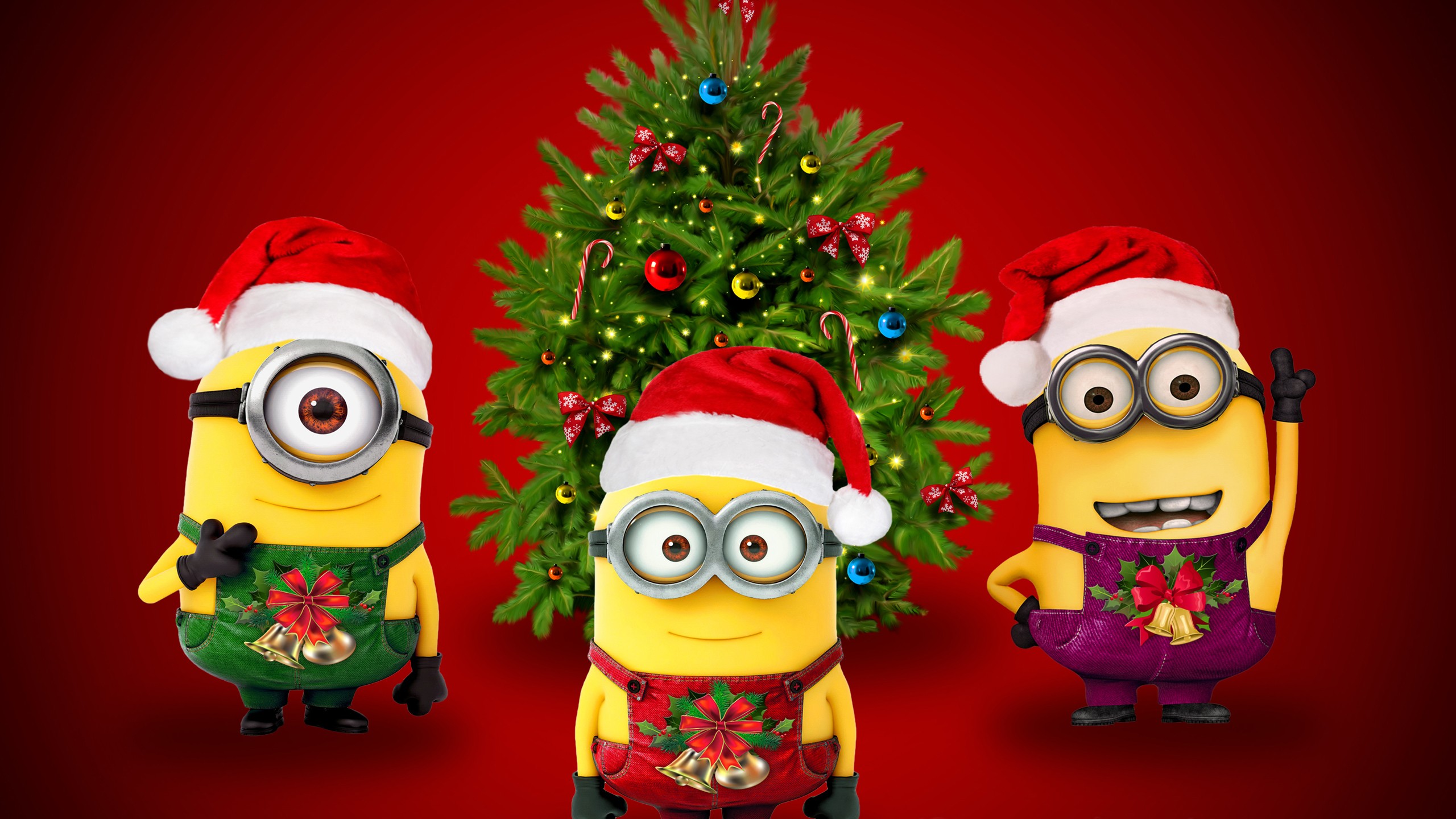 Free download wallpaper Christmas, Holiday, Christmas Tree, Minions on your PC desktop