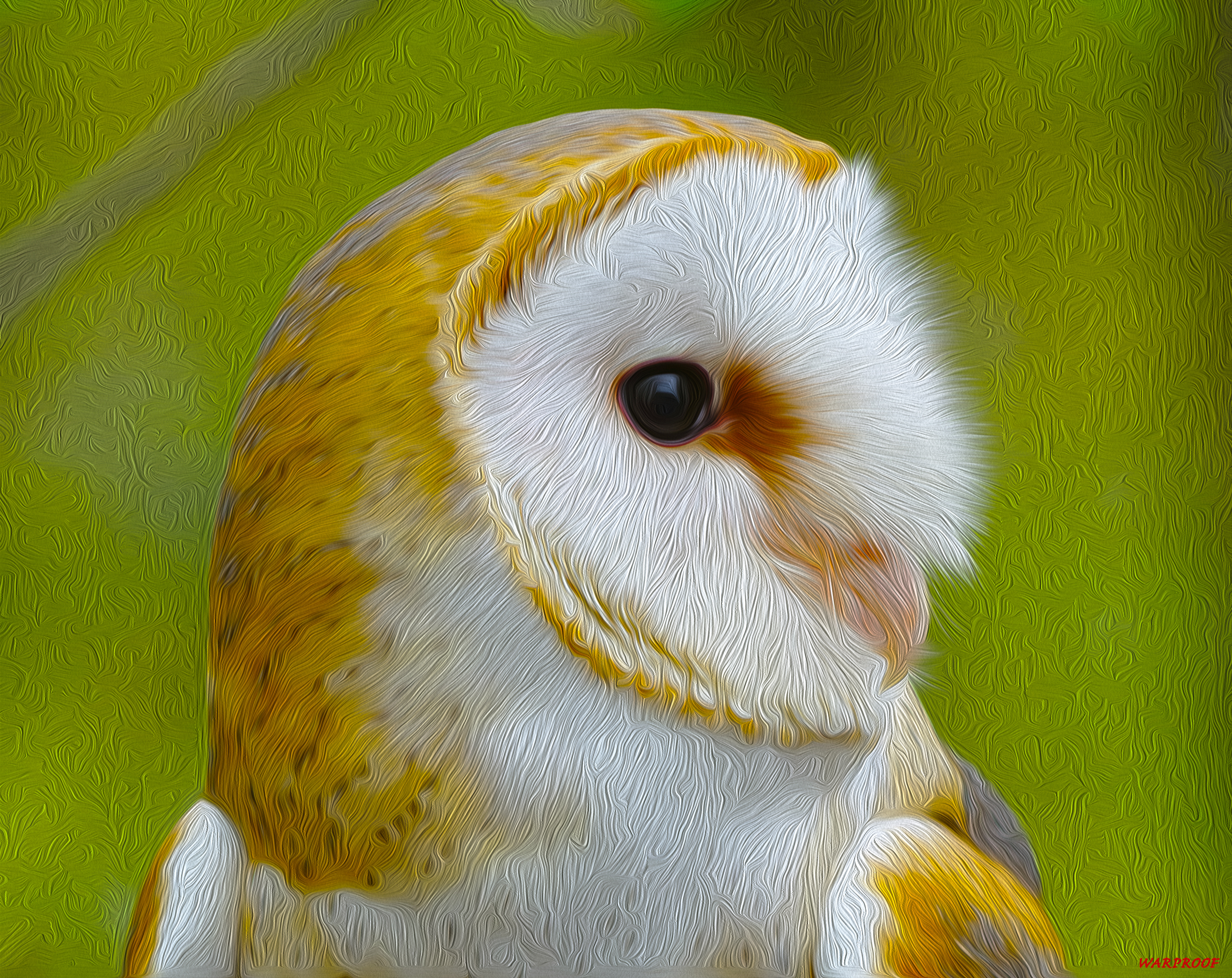 Download mobile wallpaper Barn Owl, Oil Painting, Owl, Bird, Birds, Animal for free.