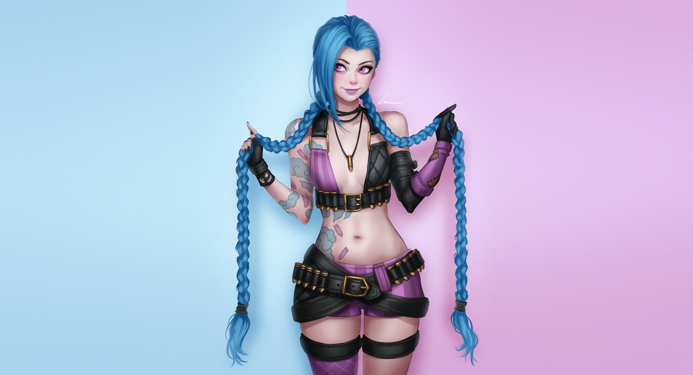 Download mobile wallpaper League Of Legends, Braid, Blue Hair, Video Game, Jinx (League Of Legends) for free.