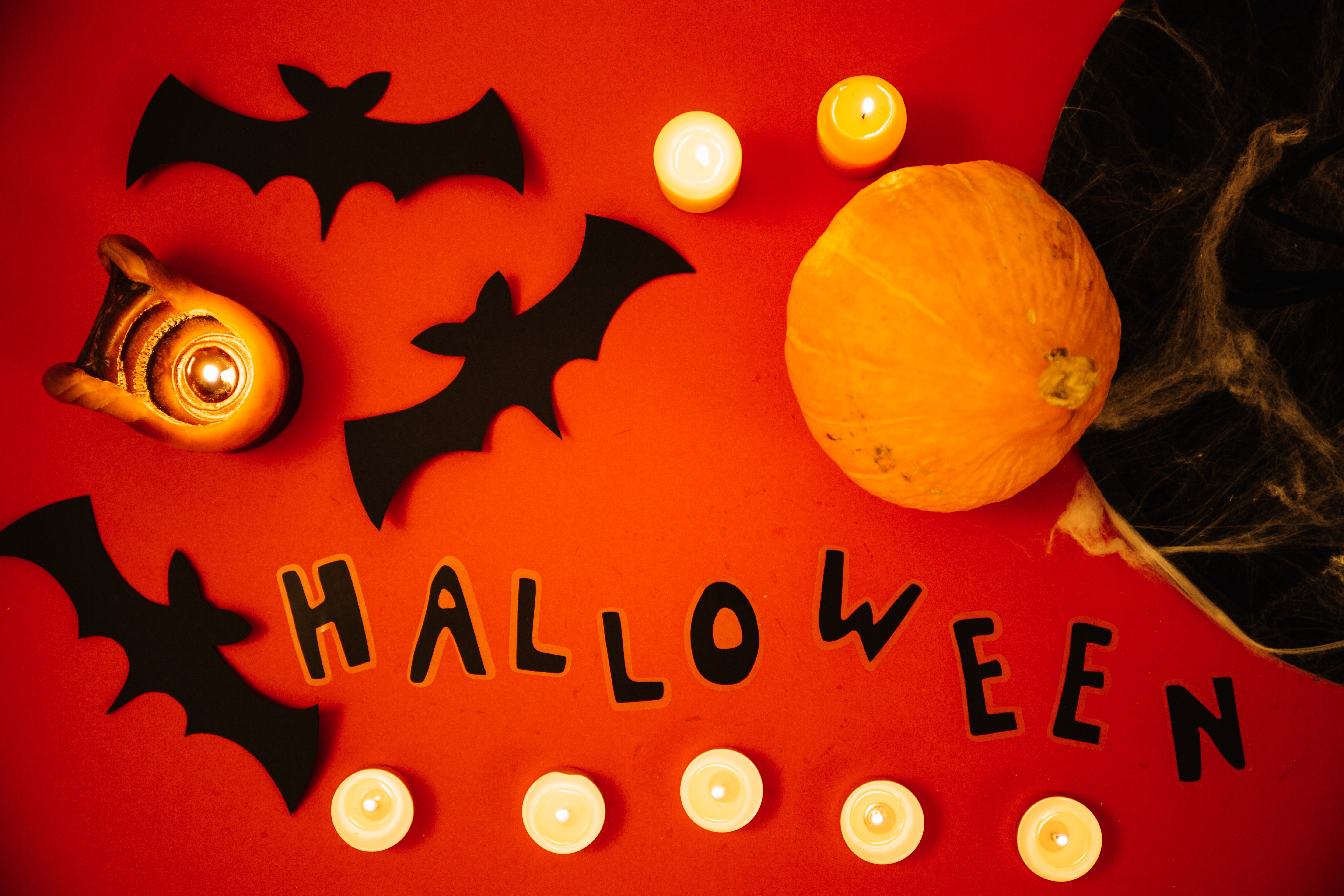 Free download wallpaper Halloween, Holiday, Candle, Bat on your PC desktop