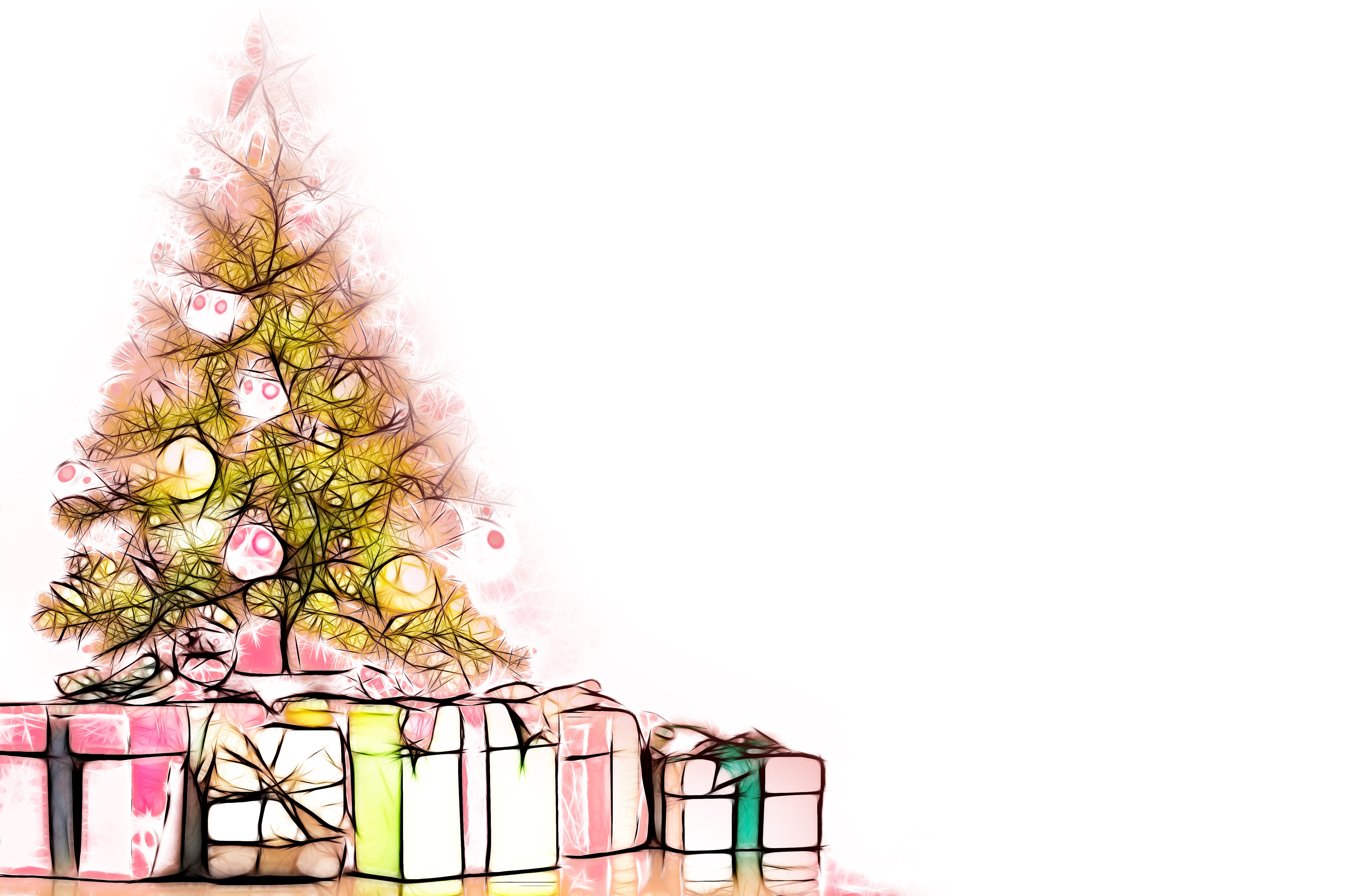 Download mobile wallpaper Christmas, Holiday, Drawing, Gift, Christmas Tree, Minimalist for free.