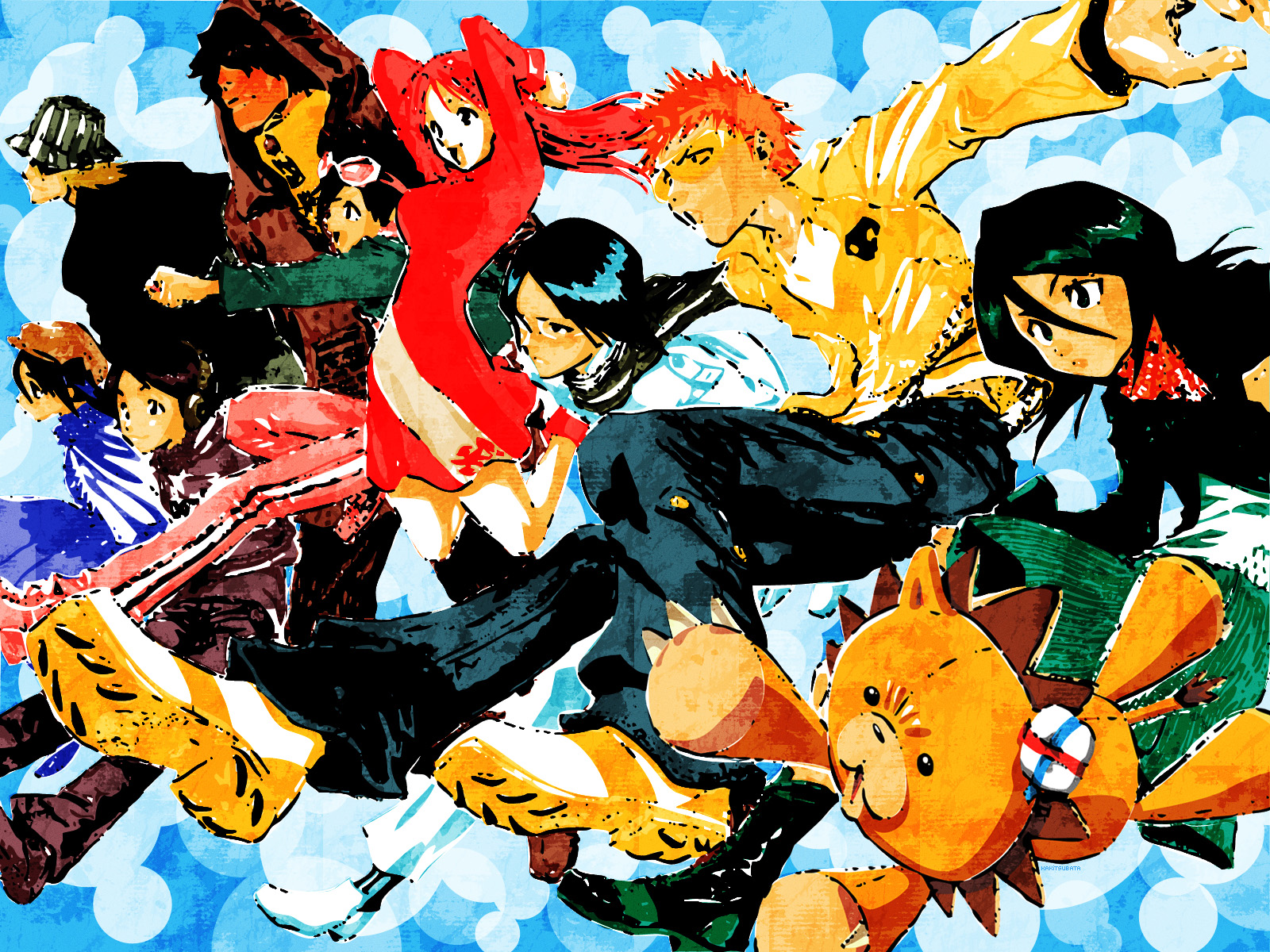 Handy-Wallpaper Kon (Bleichmittel), Uryu Ishida, Yasutora Sado, Orihime Inoue, Rukia Kuchiki, Bleach, Ichigo Kurosaki, Animes kostenlos herunterladen.