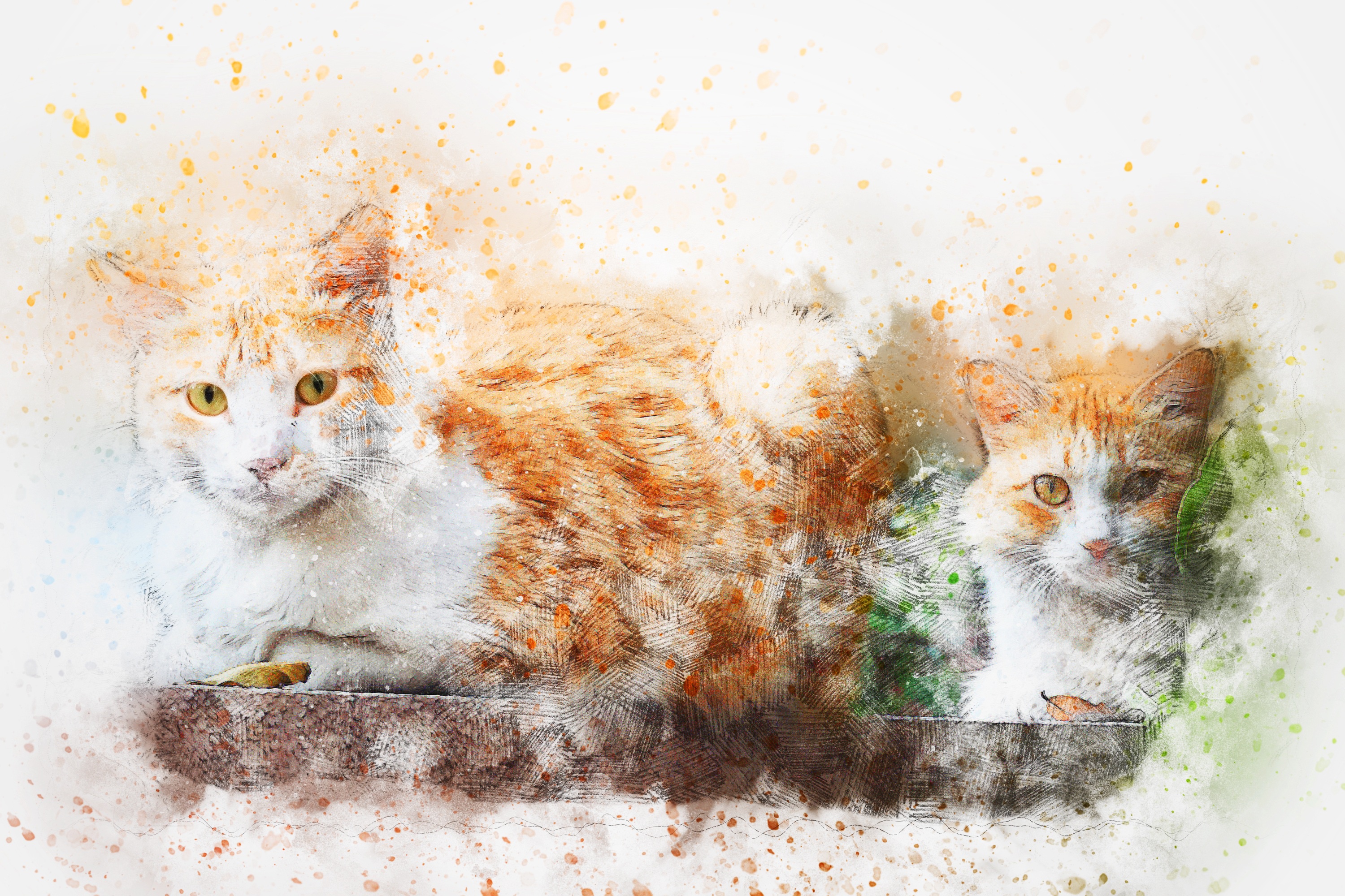 Download mobile wallpaper Cats, Cat, Animal, Watercolor for free.