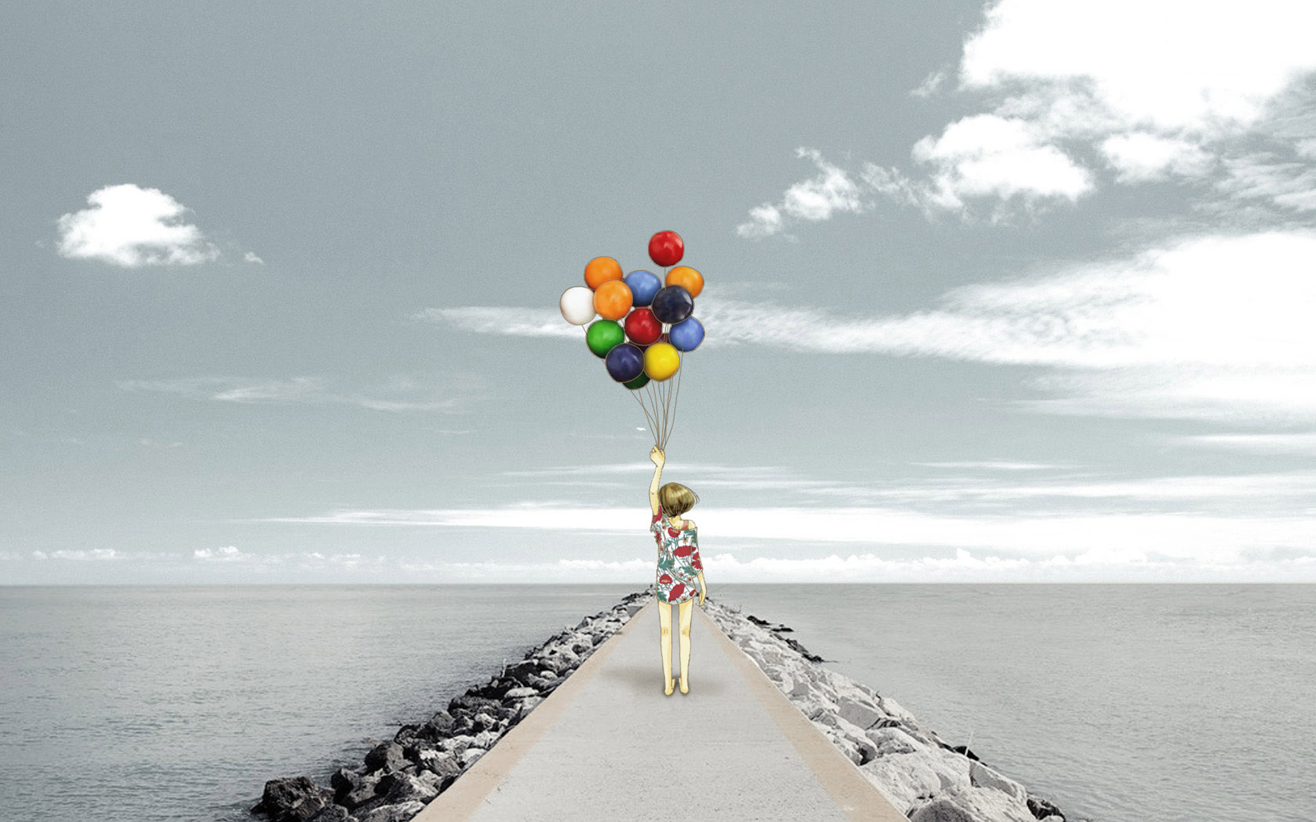 Download mobile wallpaper Colors, Balloon, Artistic, Child for free.